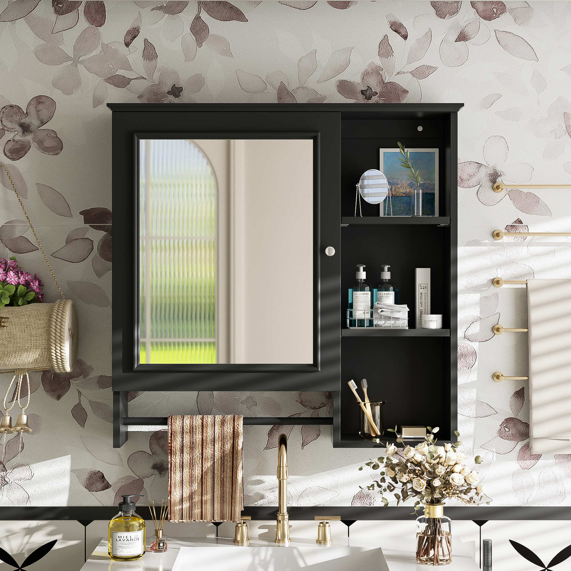 Sleek Wall Mounted Mirror Storage Cabinet
