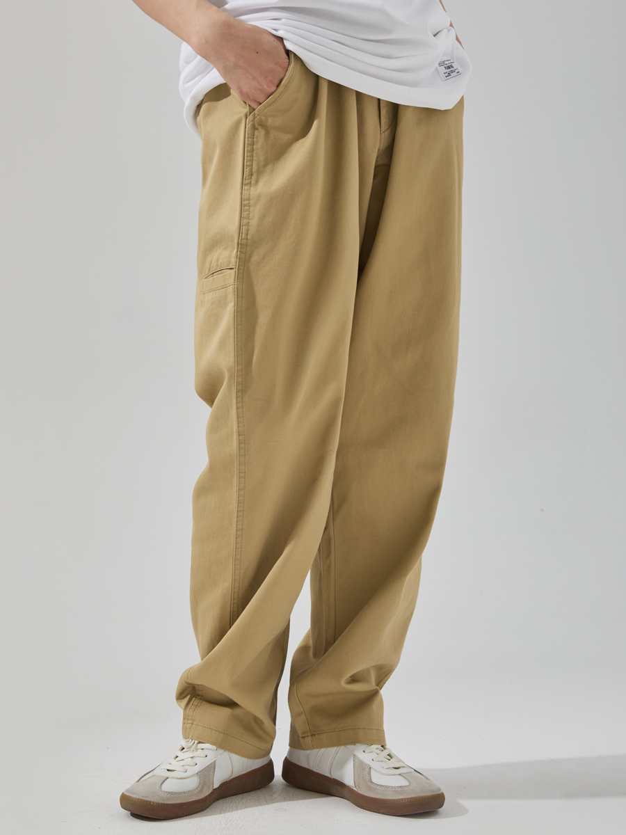 Men's Built-in Belt Simple Solid Color Straight Leg Pants