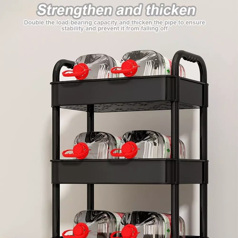 3Tier Rolling Cart Storage Trolley Kitchen Bathroom Laundry Organiser Rack Black — image 8