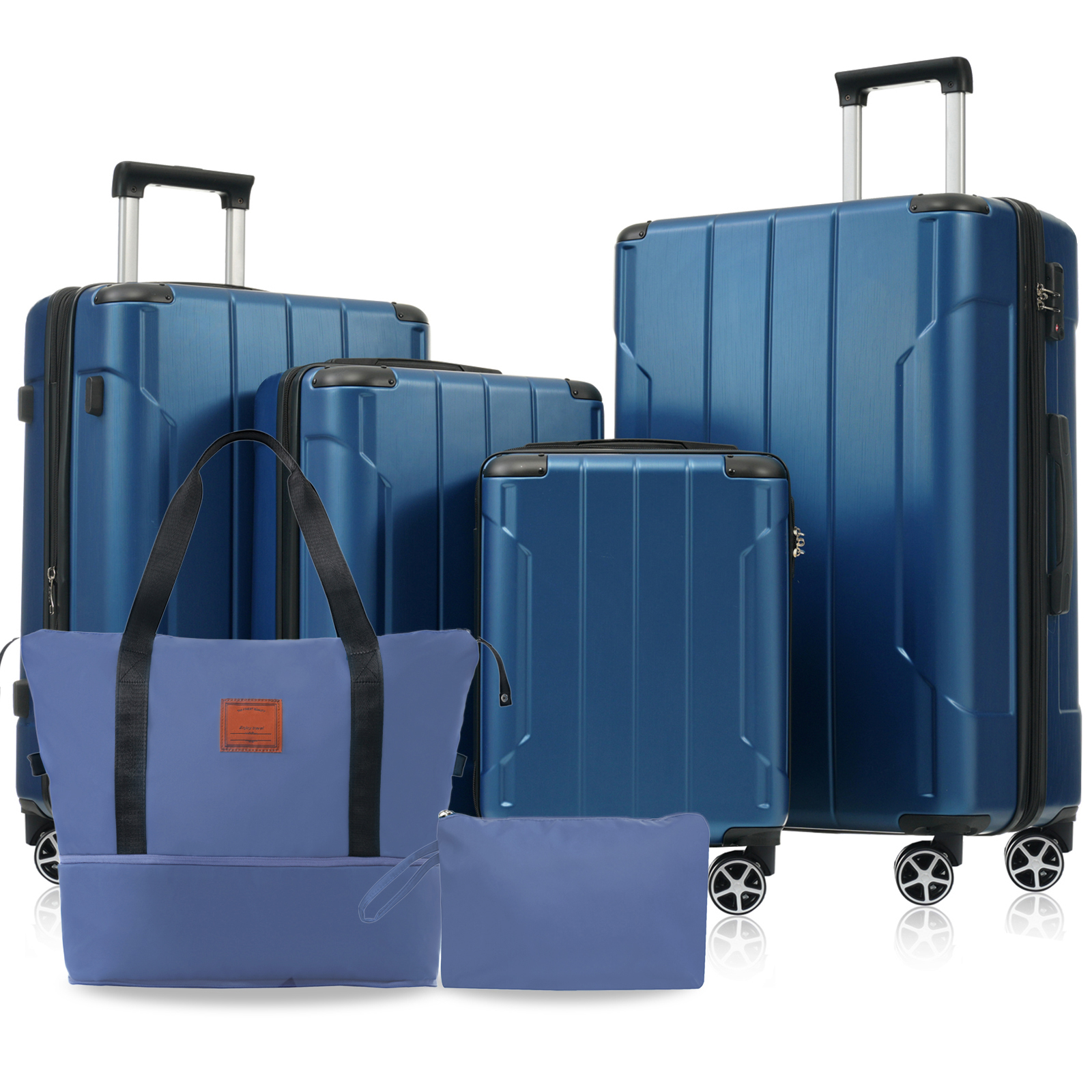 Hardshell Luggage Sets 6 Piece Suitcase Set, Expandable Lightweight Suitcases Wi