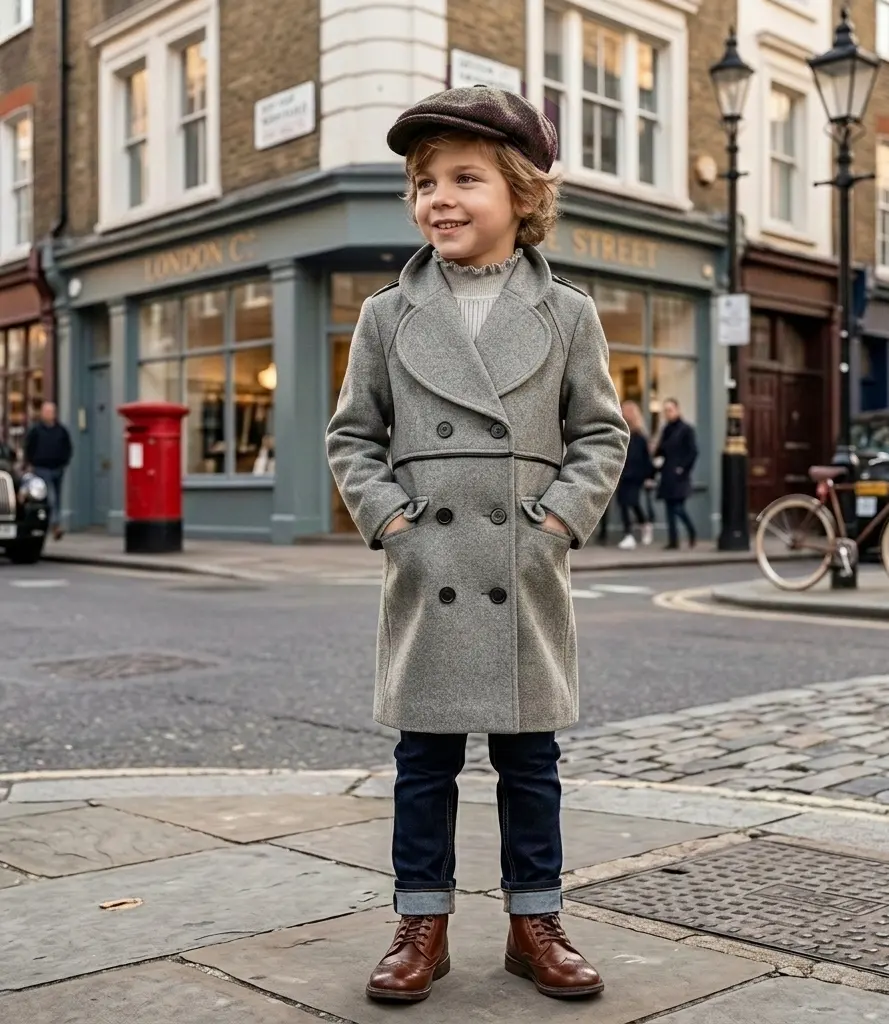 Boy's Thick Warm Military Jacket Green Double