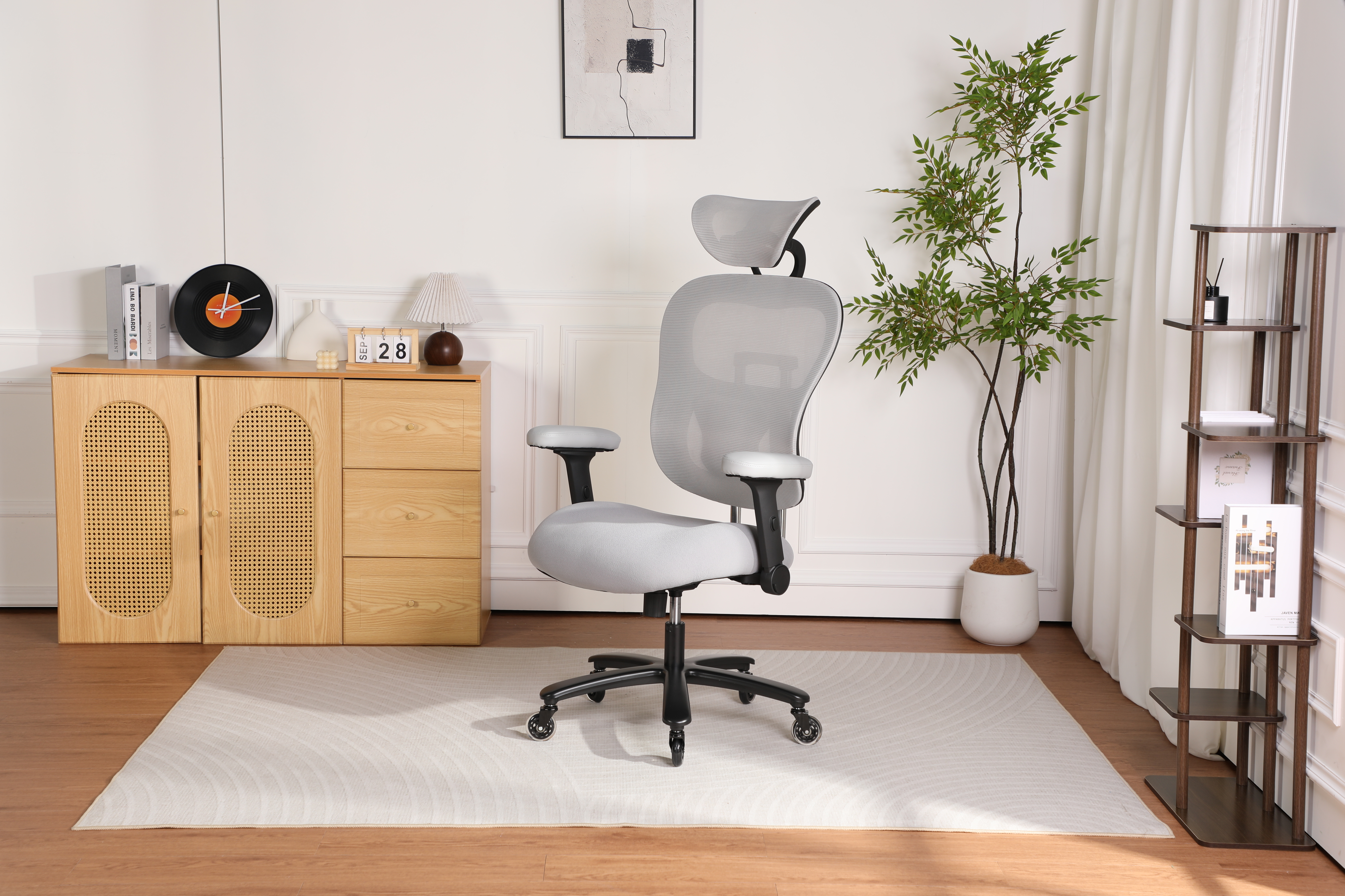 500LBS Big And Tall Office Chair Mesh Breathable,Gaming Chair With Adjustable Backrest Height & Headrest Angle & Adaptive Lumbar Lupport, Executive Computer Desk Chair With 2D Flip-Up Arms,Grey.