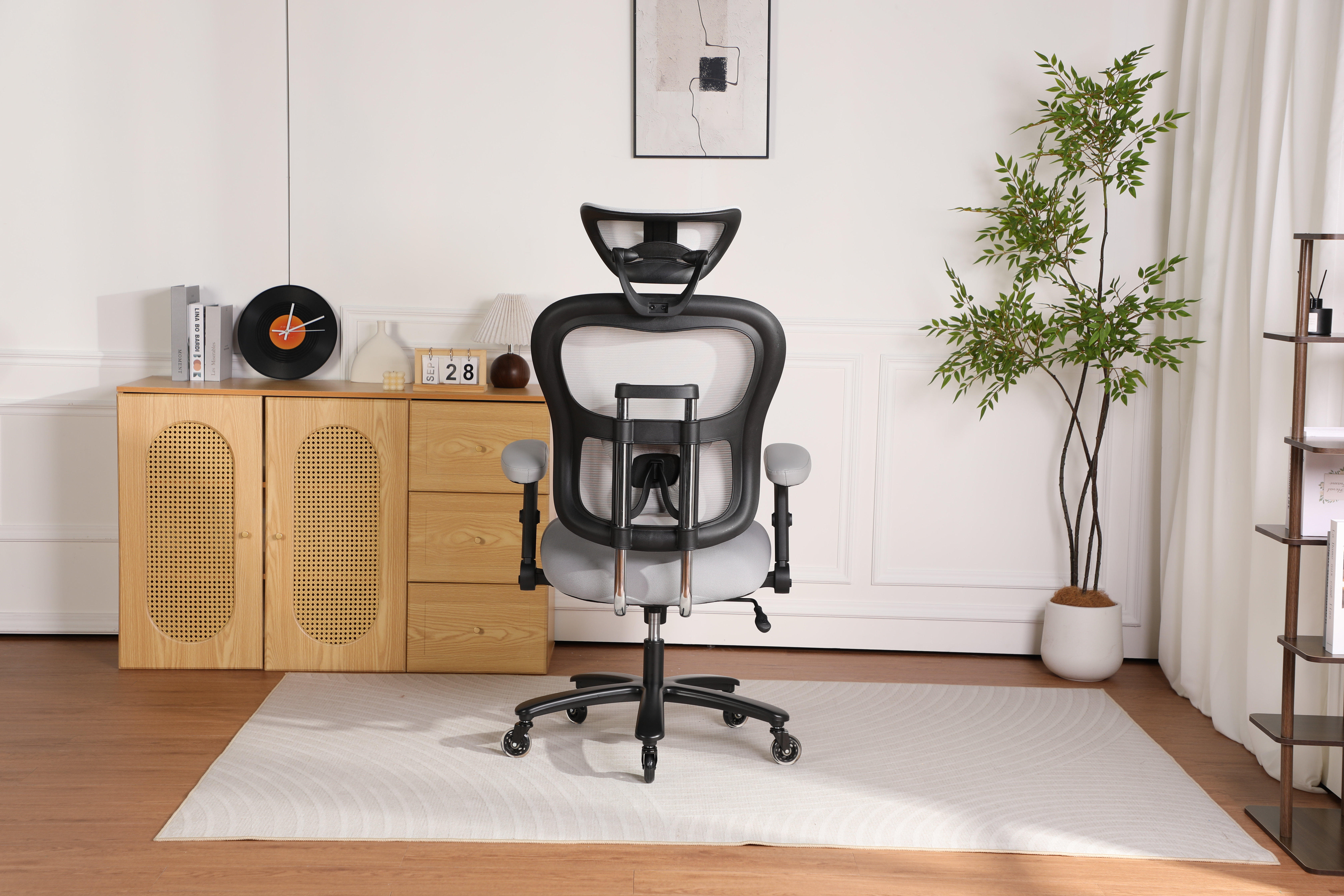 500LBS Big And Tall Office Chair Mesh Breathable,Gaming Chair With Adjustable Backrest Height & Headrest Angle & Adaptive Lumbar Lupport, Executive Computer Desk Chair With 2D Flip-Up Arms,Grey. 4