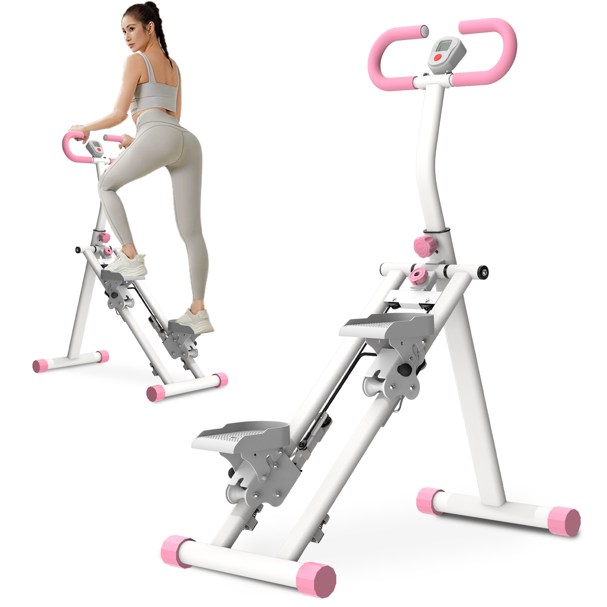 Stair Stepper For Home-Upgrade Vertical Climber Workout Machine For Full-Body Exercise Climber Fitness Equipment With Stable Frame Adjustable Handlebar-Pink