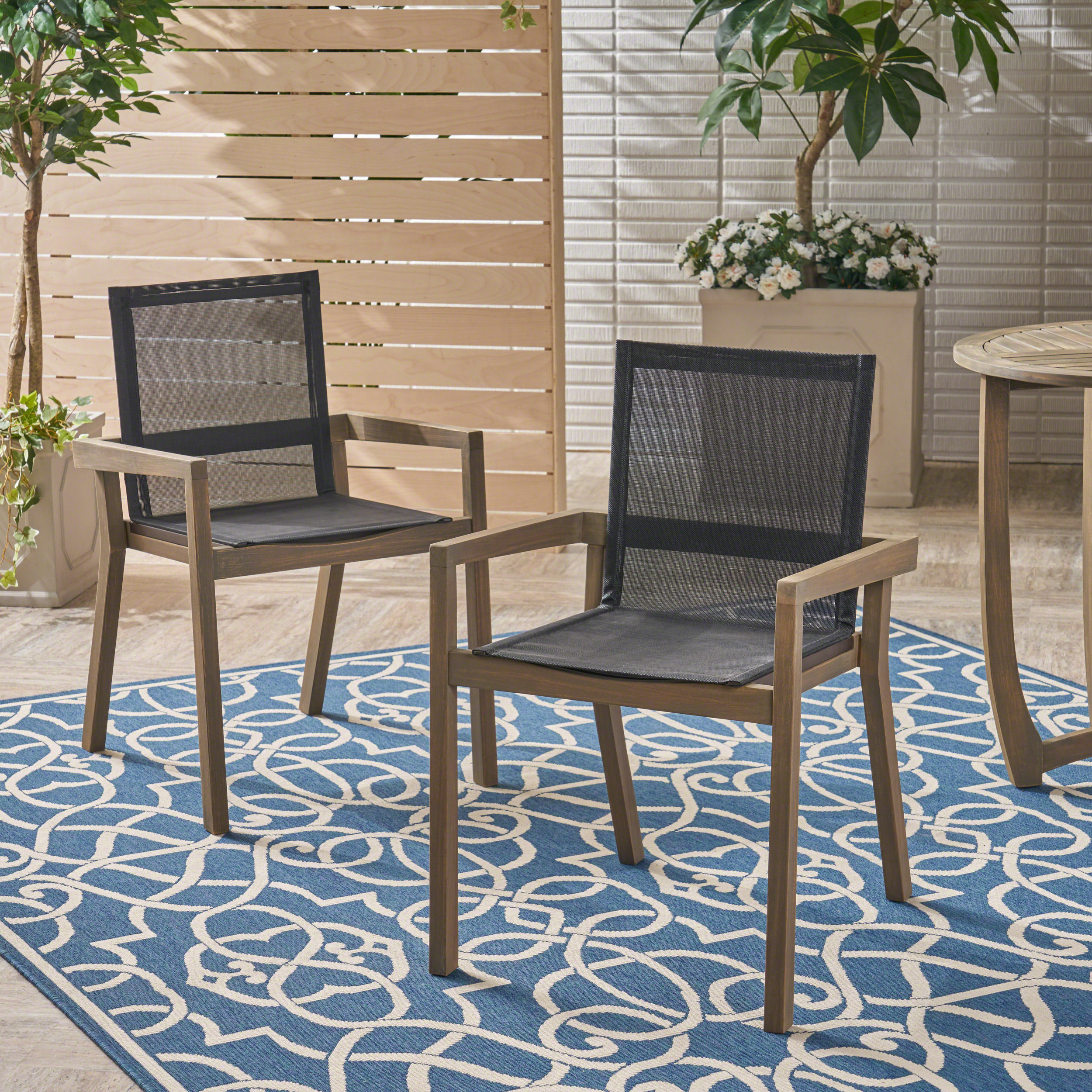 Acacia Wood Dining Chair Set, picture 3 of 4