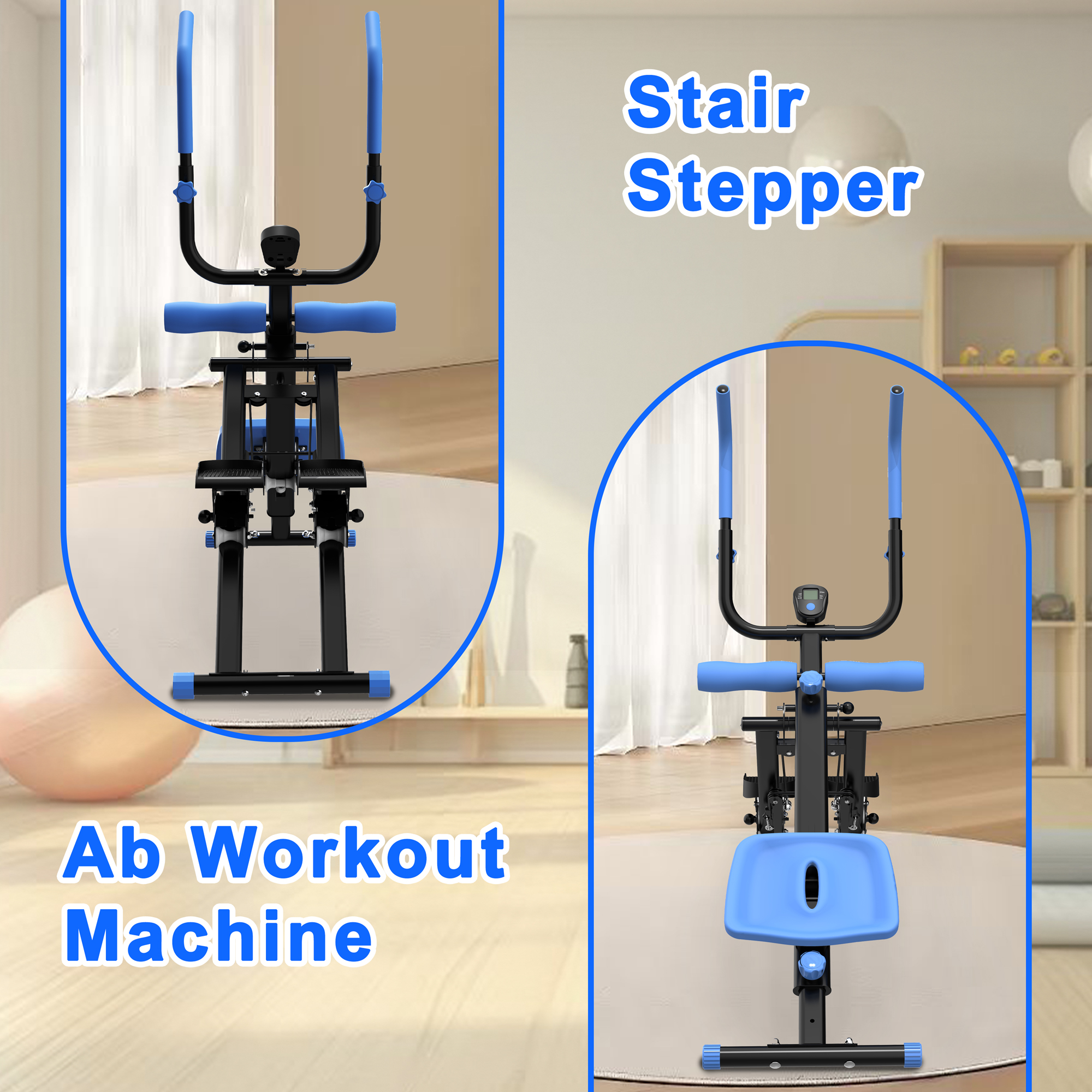 Multifunctional 2-In-1 Stair Stepper And Ab Workout Machine Blue