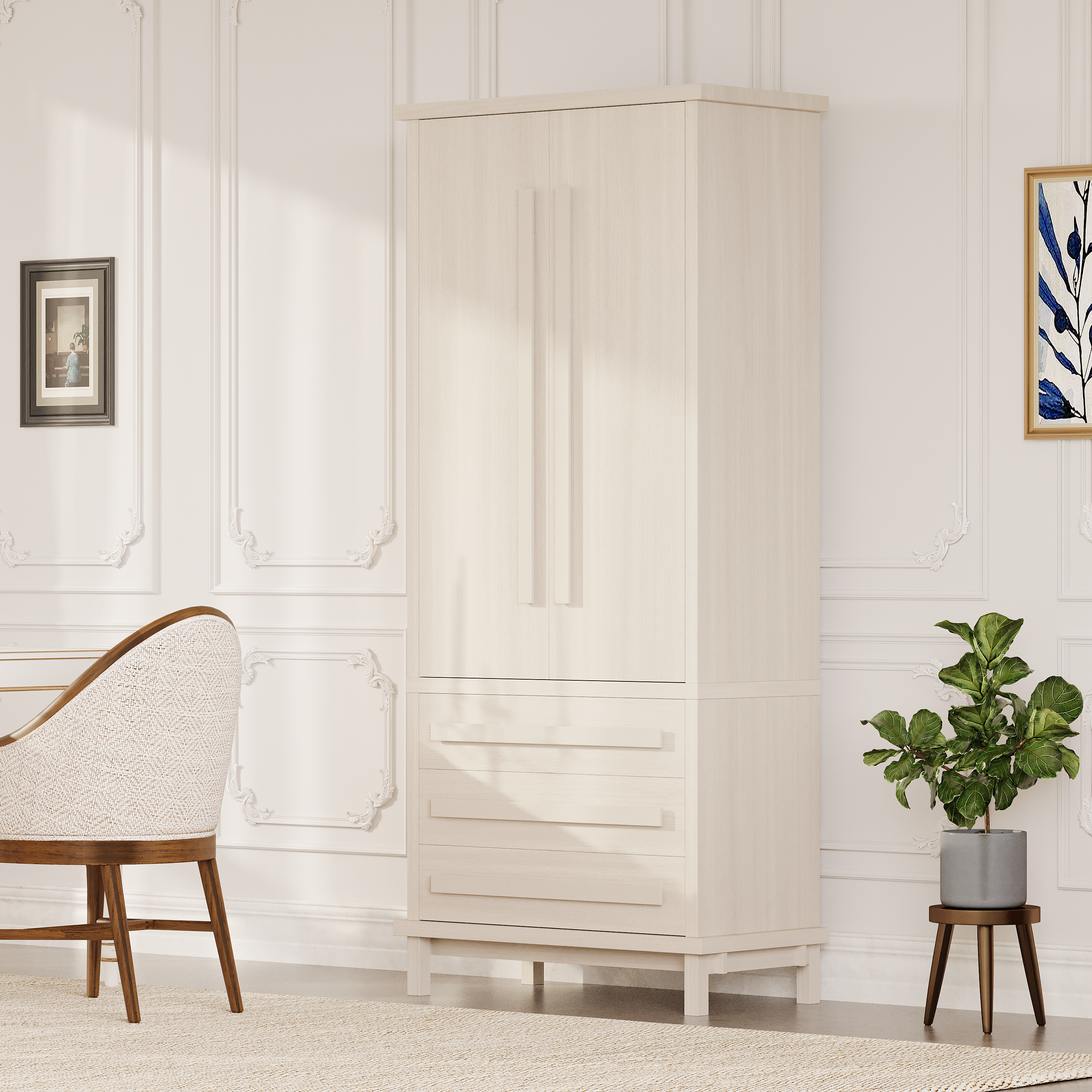 Luxurious White Pantry Cabinet