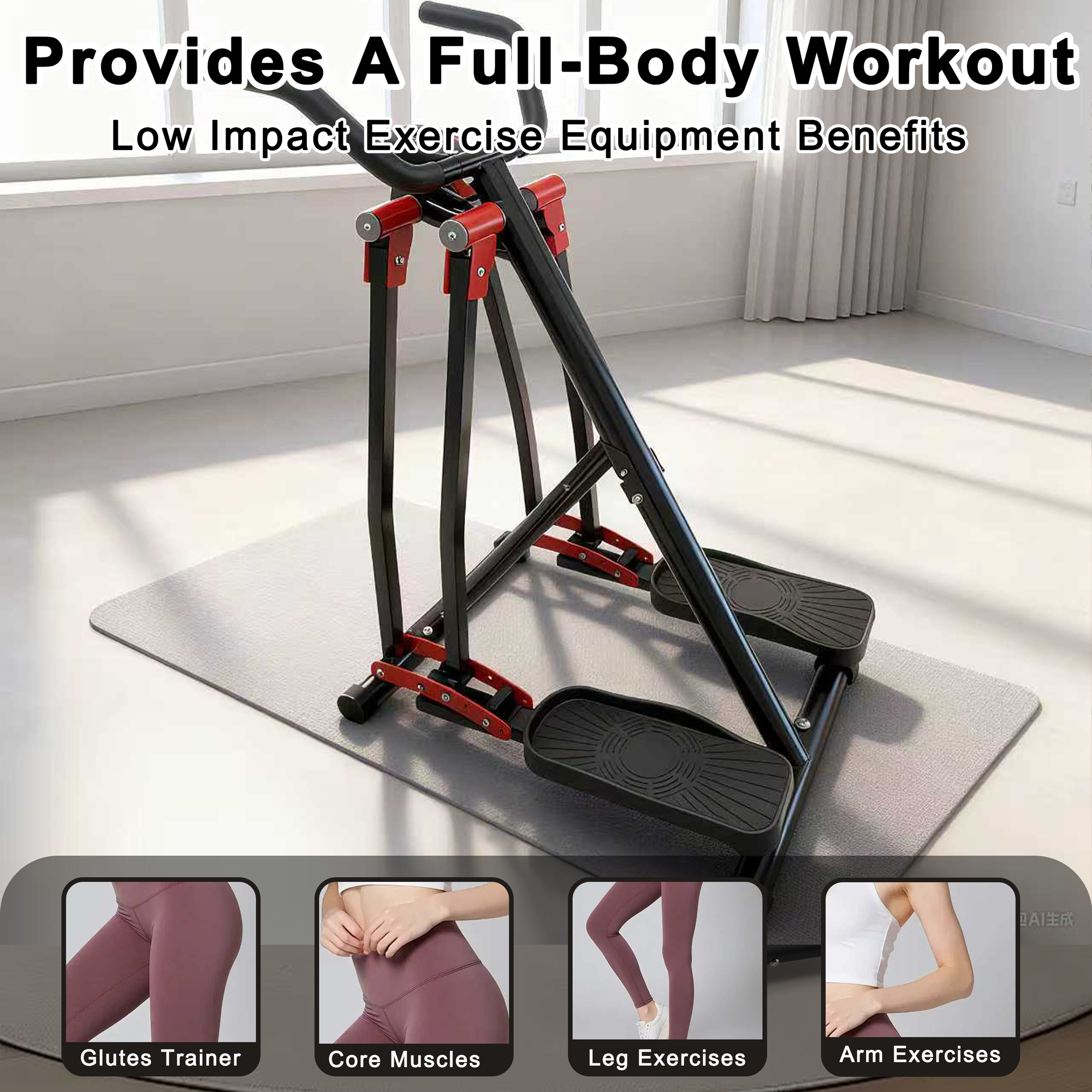 Air Walking Elliptical Machine - Foldable Cardio Cross Trainer Glider For Full-Body Low-Impact Exercise With LCD Display Ideal For Home Gym 3
