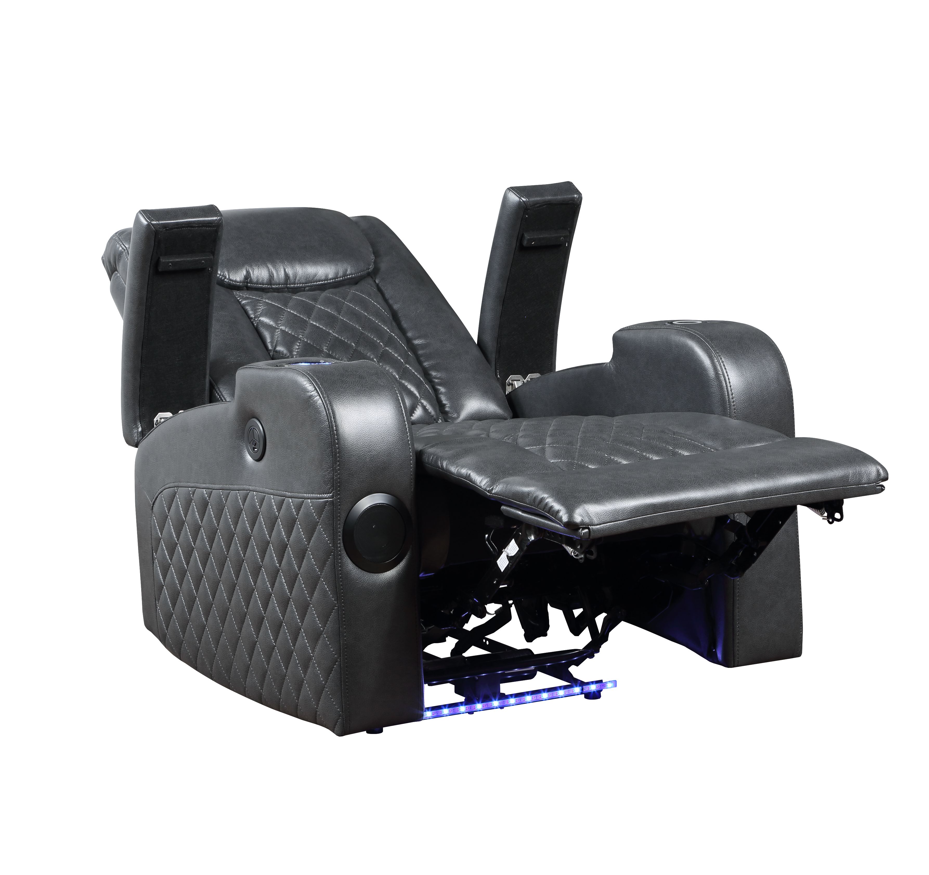Alair Dark Gray Leather Aire Power Motion Recliner W Bluetooth, Wireless Charger & Cupholder 2