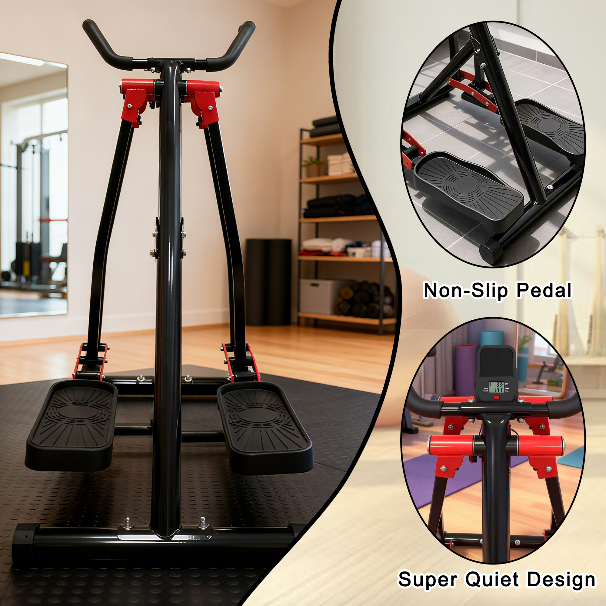 Air Walking Elliptical Machine - Foldable Cardio Cross Trainer Glider For Full-Body Low-Impact Exercise With LCD Display Ideal For Home Gym 4