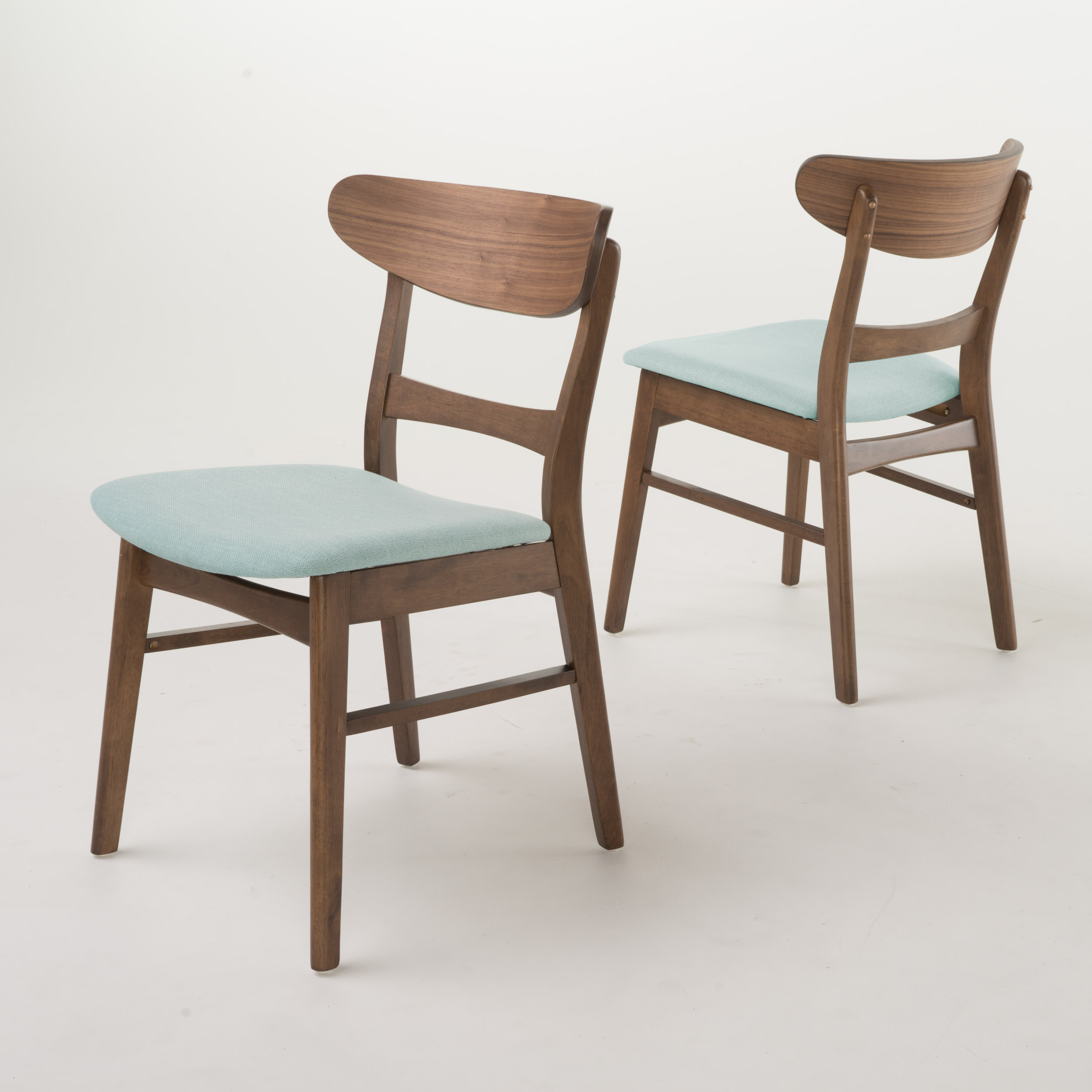 Set Of 2 Dining Chairs - Upholstered Seat, Rubberwood Legs, Mint   Same Sku 58915.00MNT