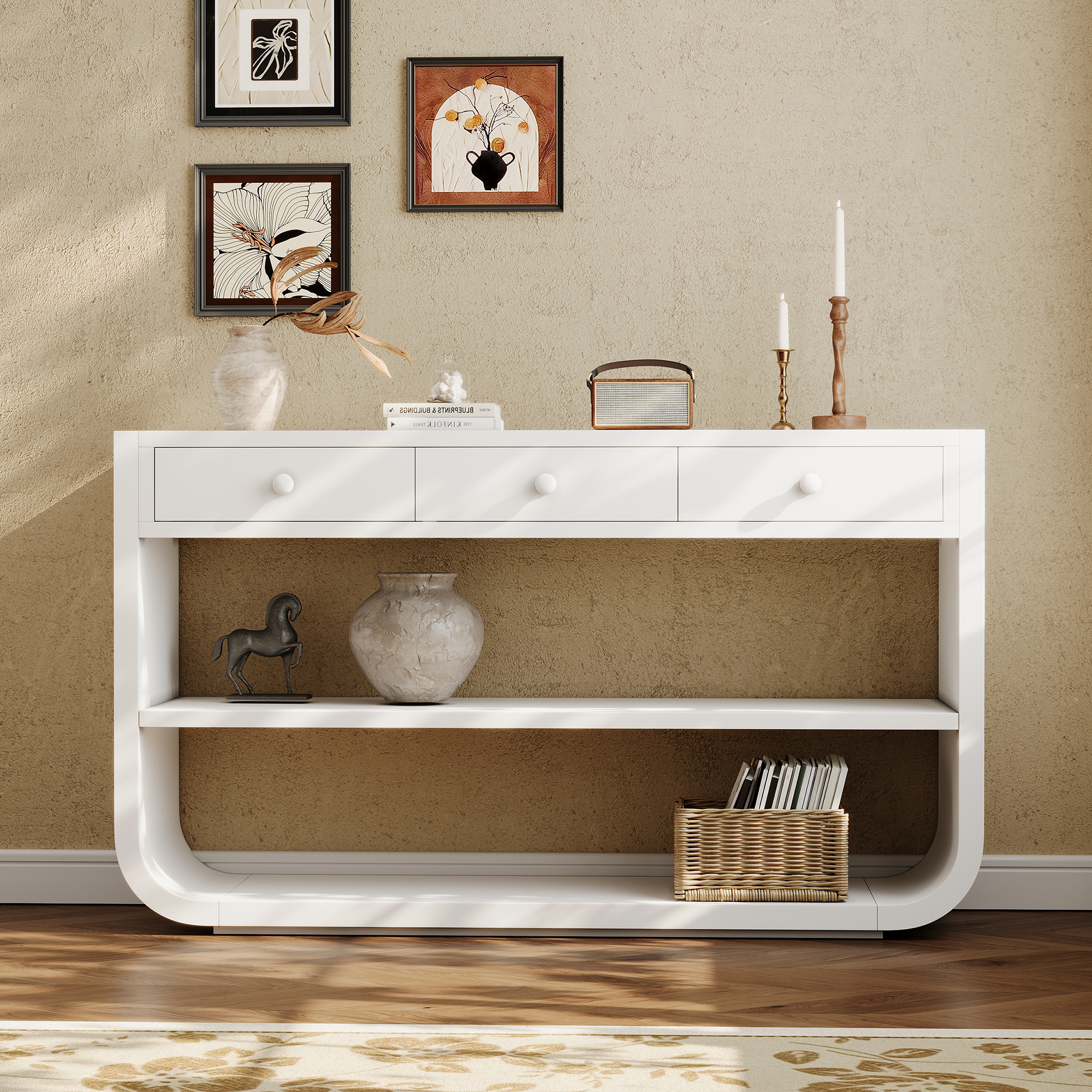 Curved Console Table with Drawers, picture 3 of 4