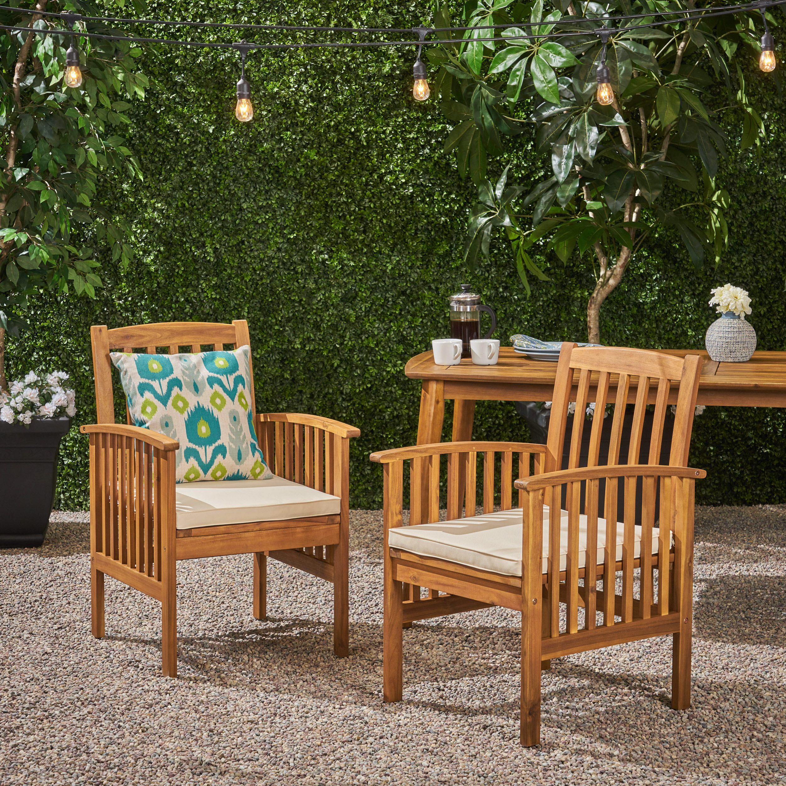 CASA ACACIA DINING CHAIR,2PCS With 2 Cushions