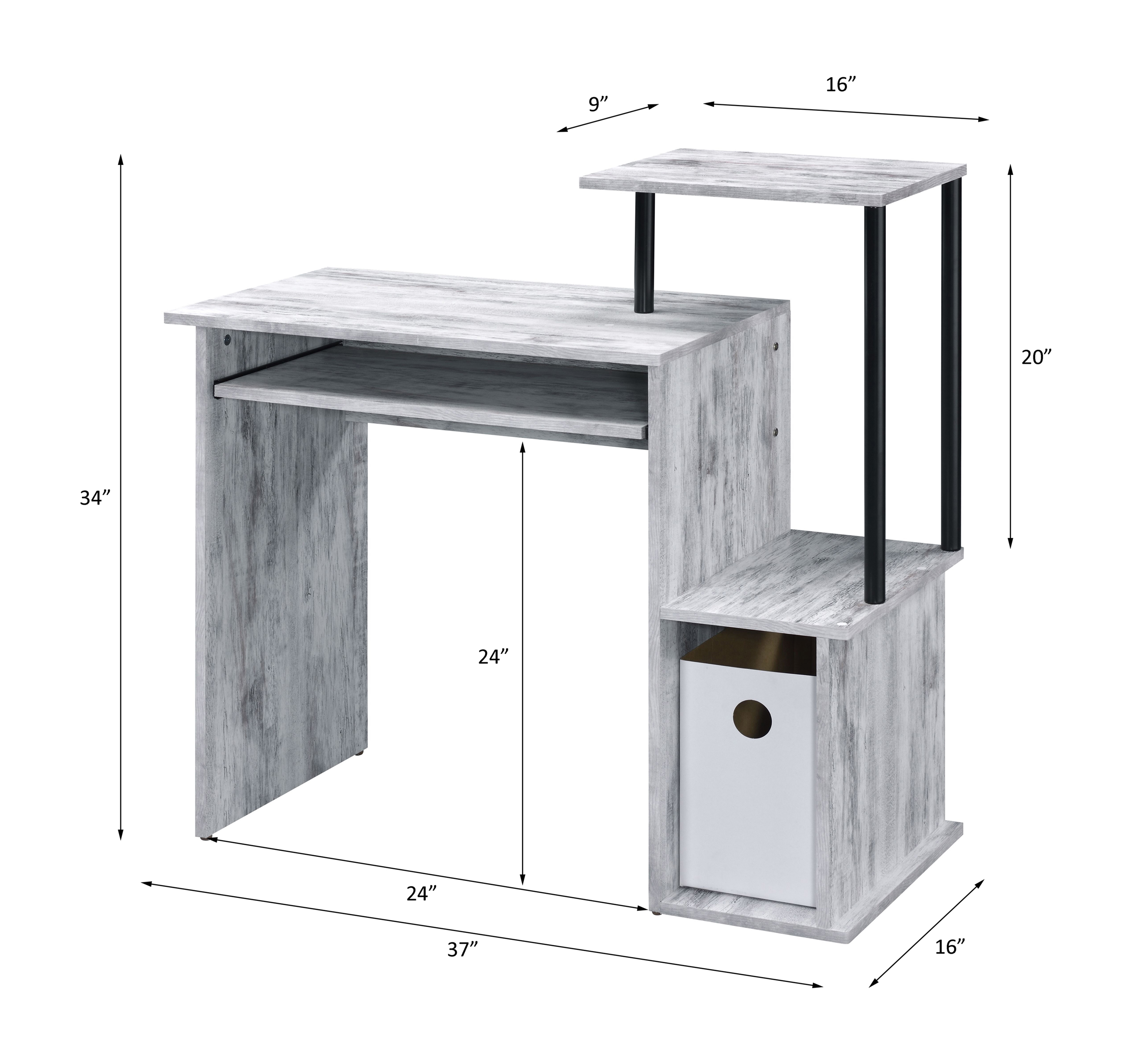 Lyphre Antique White & Black Finish Computer Desk 3