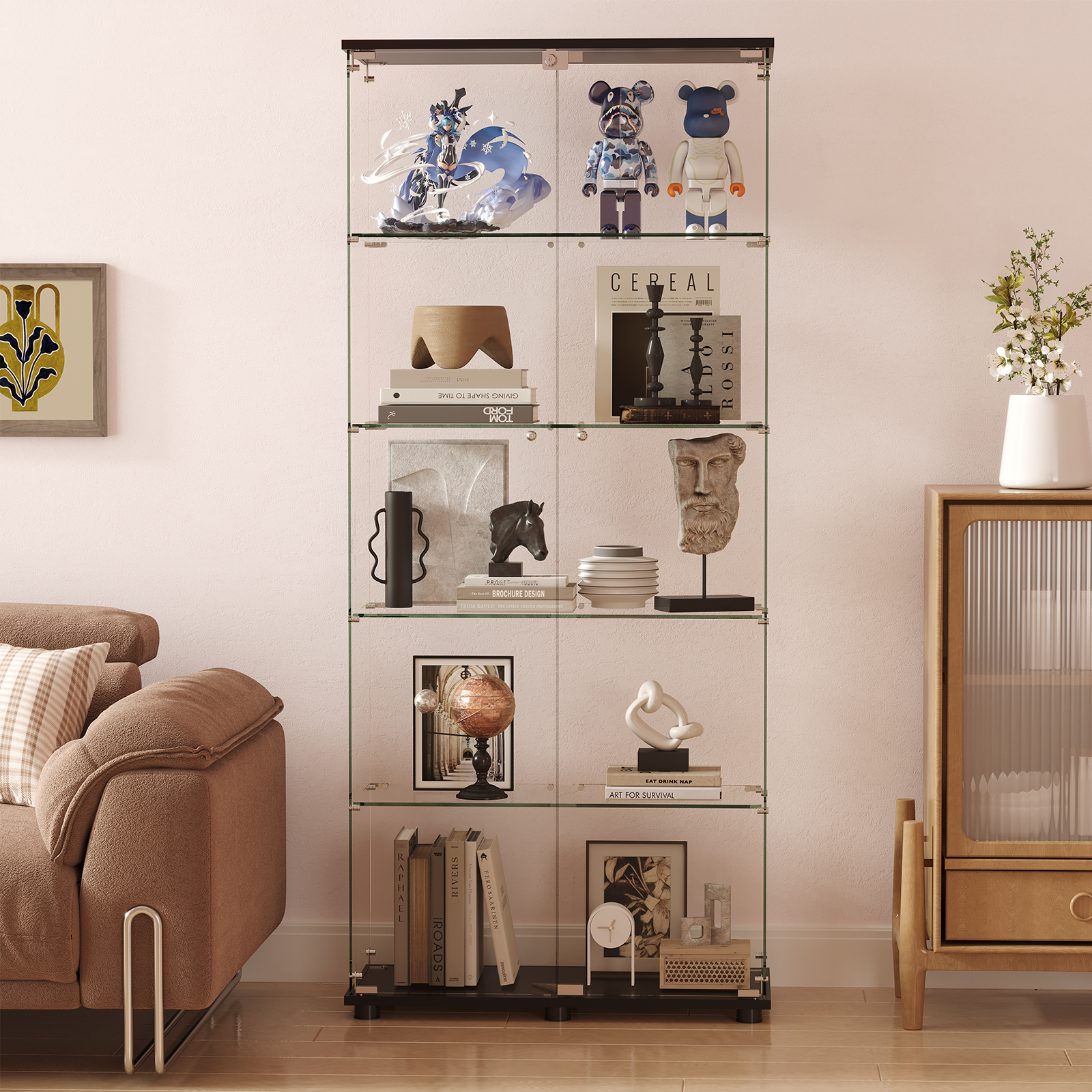 Glass Display Cabinet with Double Doors