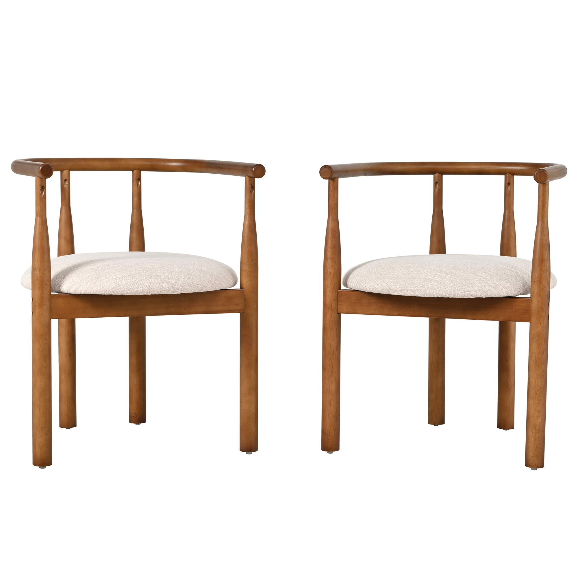 Mid-Century Modern Dining Chairs – Set of 2 Cushioned Accent Chairs with Solid Rubberwood Legs for Kitchen & Dining Room