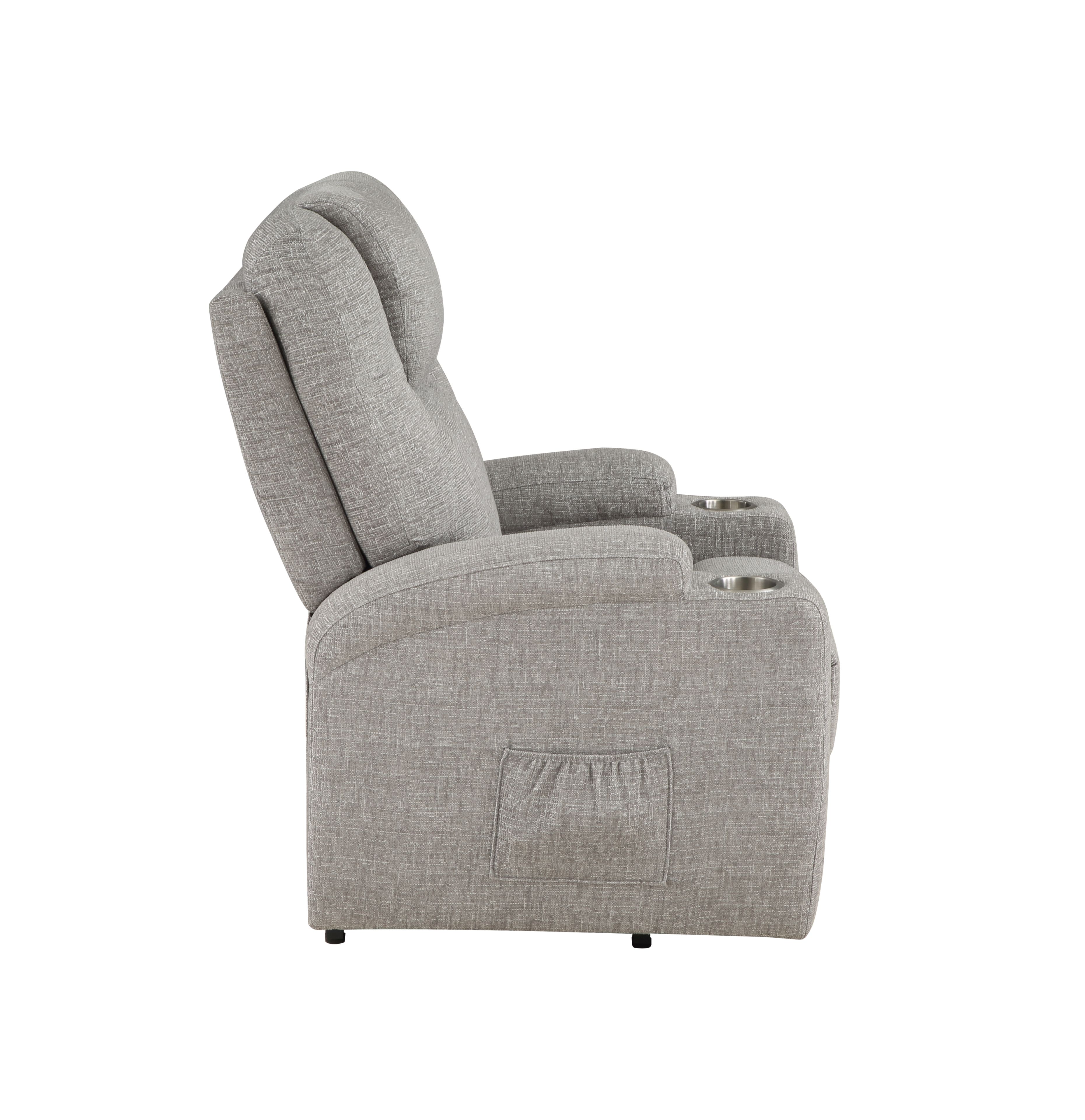 Light Gray Chenille Recliner W Power Lift & Massage β photo 3