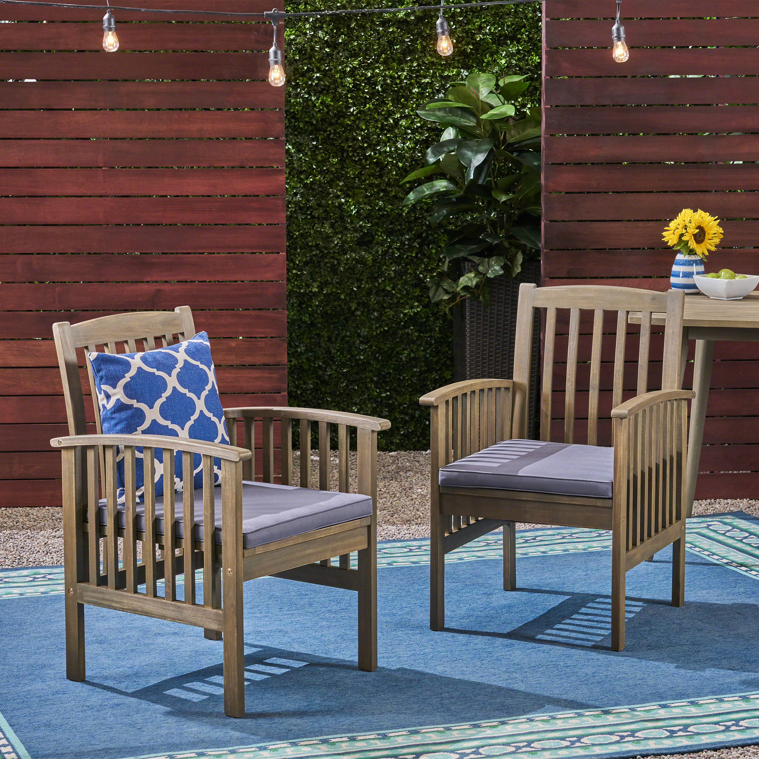 CASA ACACIA DINING CHAIR,2PCS With 2 Cushions