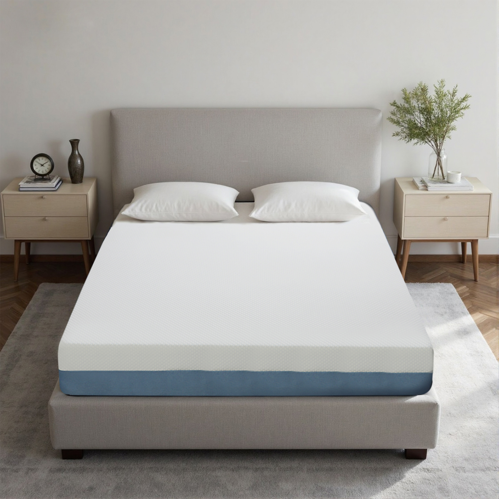 10 Inch Queen Mattress - Sterilizing & Airy, Premium High Resilience For Optimal Support, Non-Toxic Eco-Friendly Fabric, Elegant Appearance To Enhance Bedroom Aesthetics Made In Japan