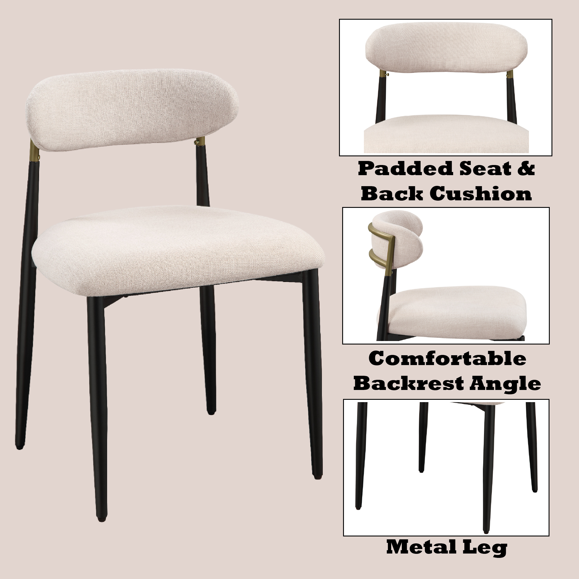 Linen Upholstered Side Chair, picture 3 of 5
