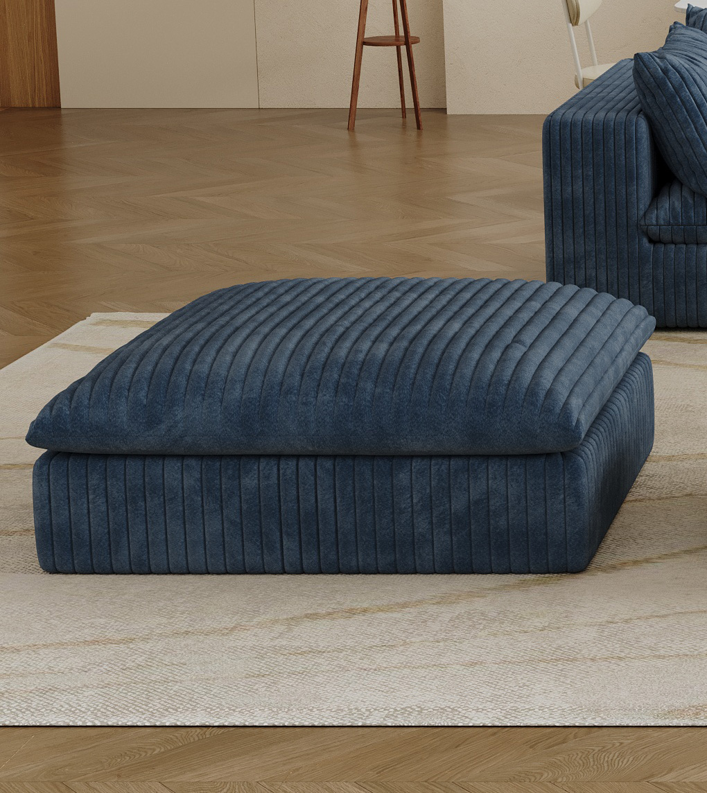 Cloud Sofa,Corduroy Fabric,Deep Seat Couches,Double-layer Design,Removable  Cushion,No Assembly, DIY Combination For Living Room, Bedroom,Conference Room ,Apartment,Blue