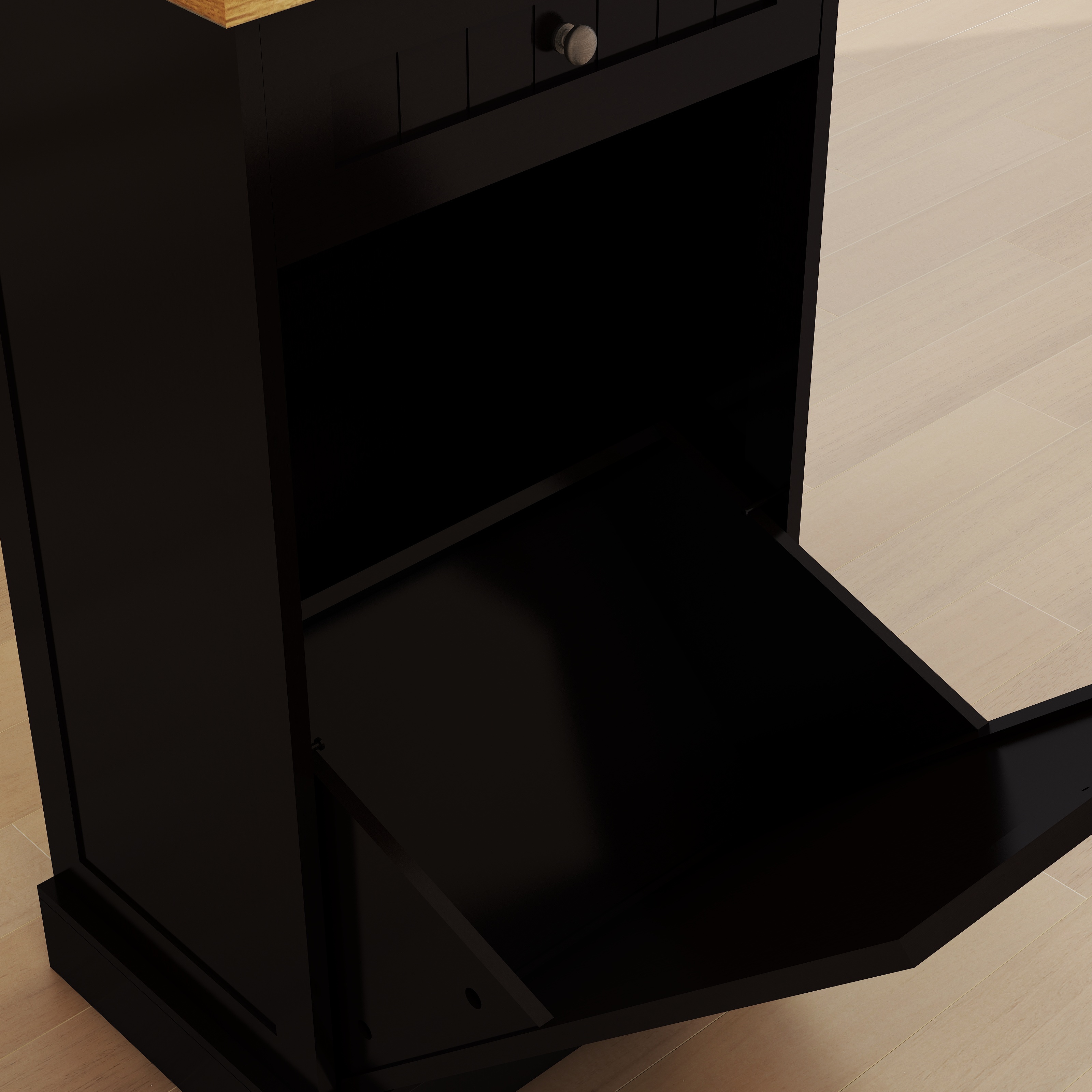 One Drawers And One-Compartment Tilt-Out Trash Cabinet Kitchen Trash Cabinet-Black