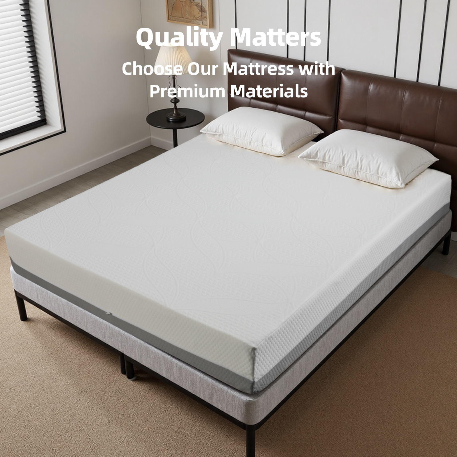 10-Inch Queen Mattress  Made In Japan Comfort Home Mattress  Gel-Perforated, 7-Zone, Adjustable Bed-Friendly, Blue-White Cover