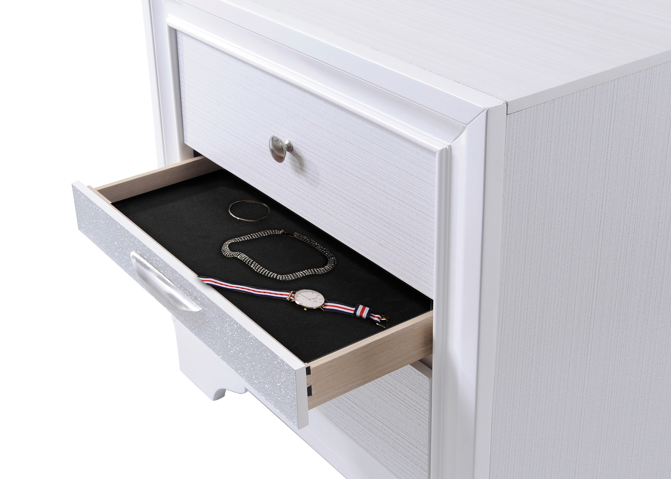 White Nightstand with Drawers, picture 2 of 4