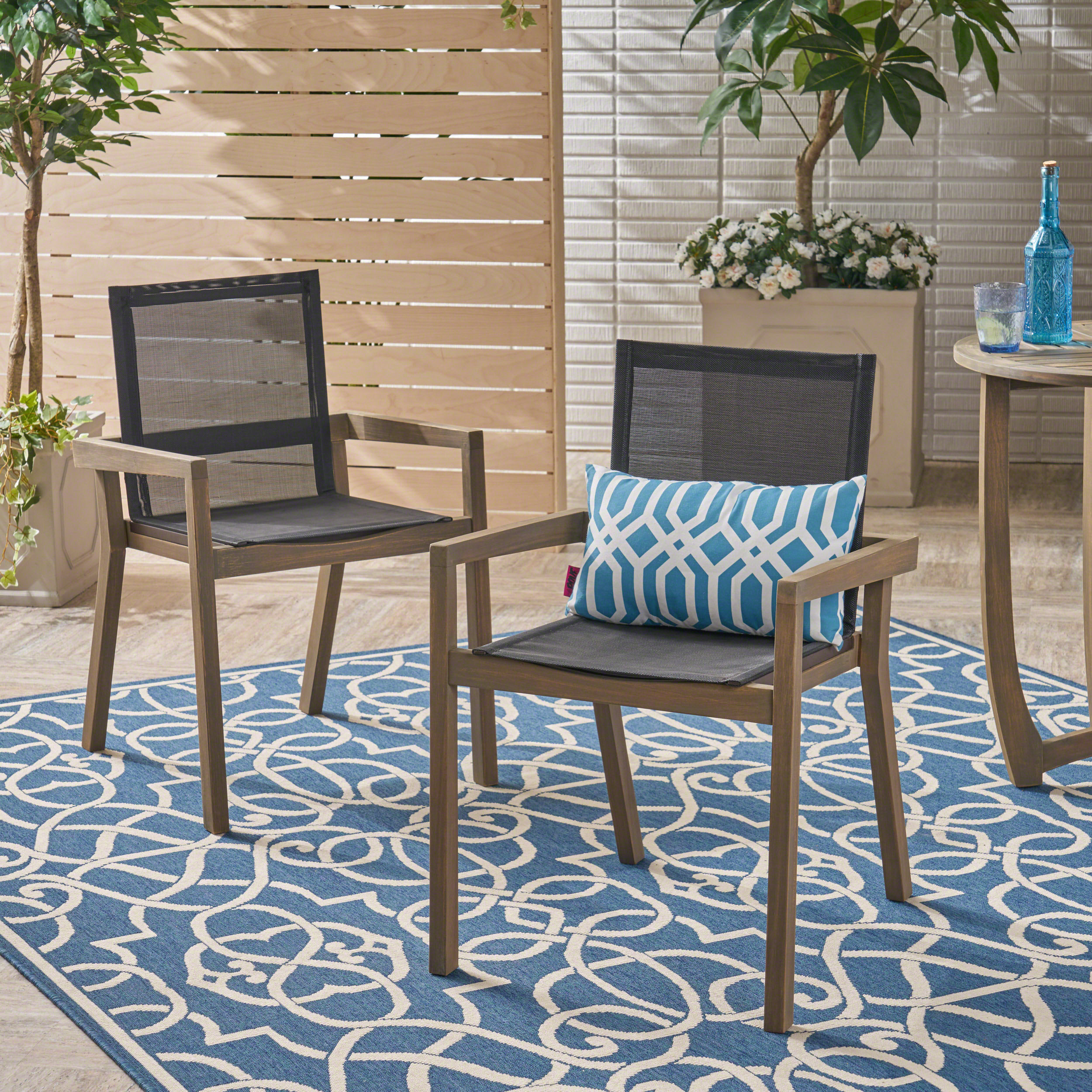 Acacia Wood Dining Chair Set, picture 2 of 4