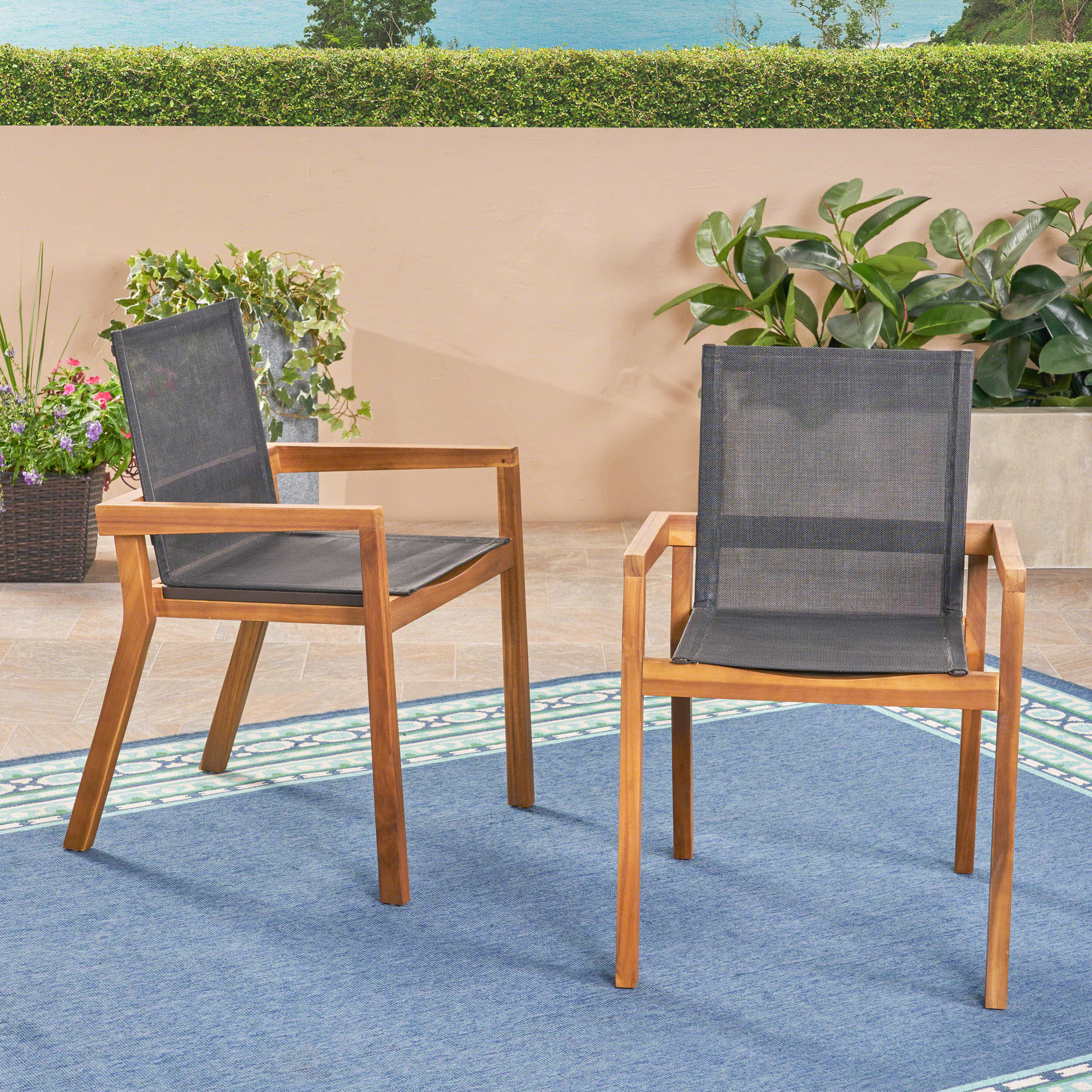 Wood Mesh Dining Chairs, picture 2 of 3