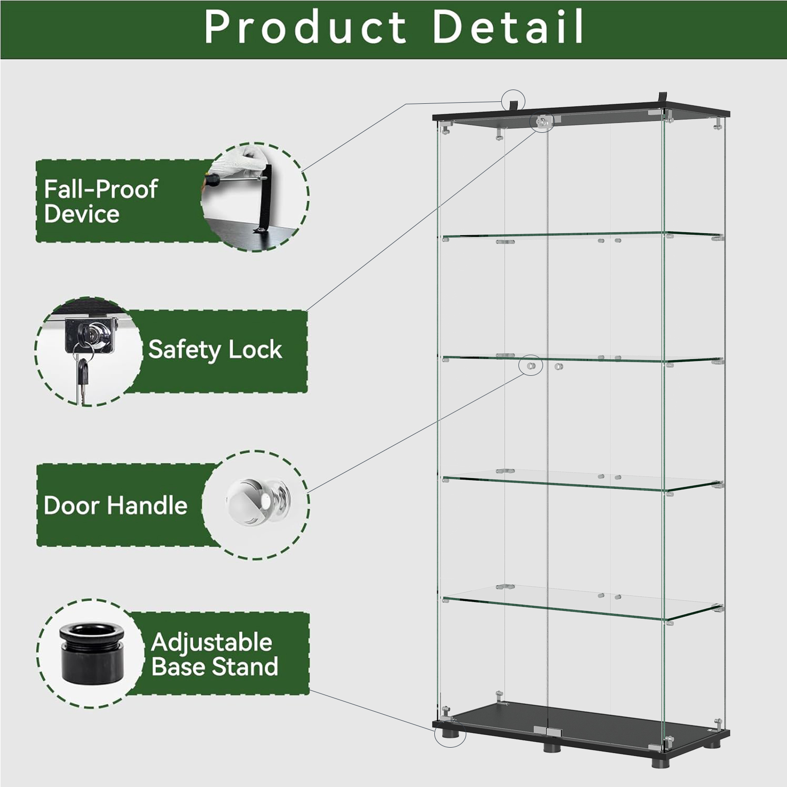 Glass Display Cabinet with Double Doors, picture 2 of 4