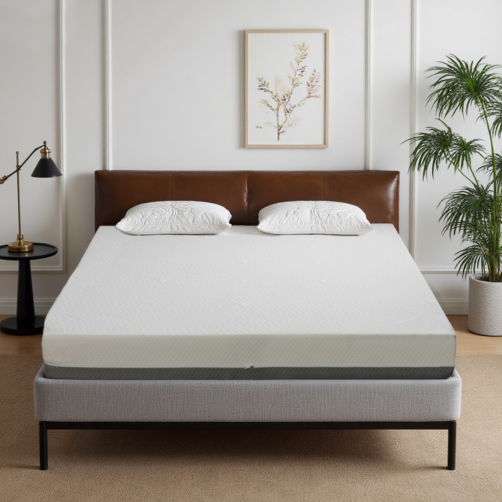 10-Inch Queen Mattress Made In Japan Comfort Home Mattress Gel-Perforated, 7-Zone, Adjustable Bed-Friendly, Blue-White Cover