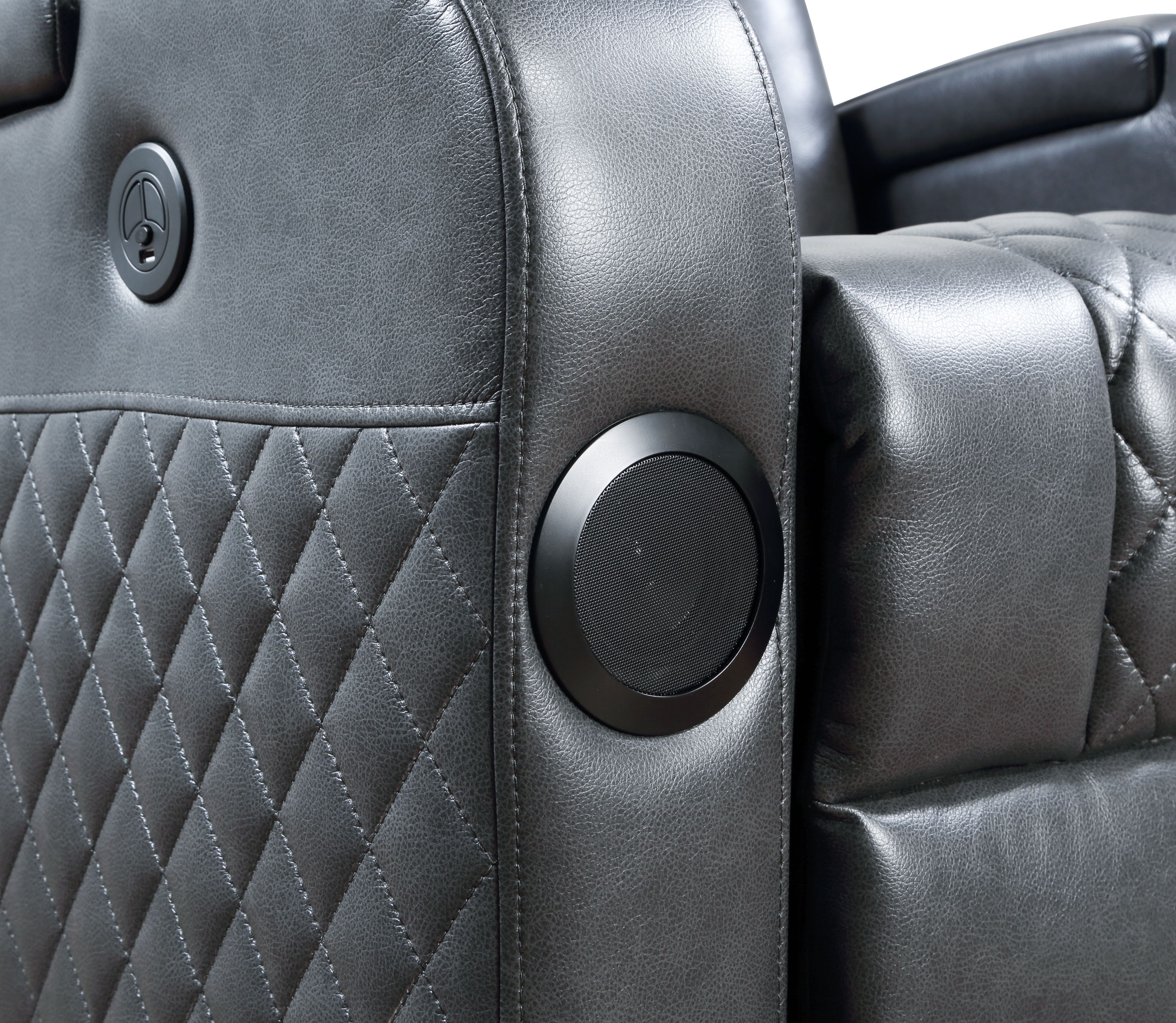 Alair Dark Gray Leather Aire Power Motion Recliner W Bluetooth, Wireless Charger & Cupholder 3