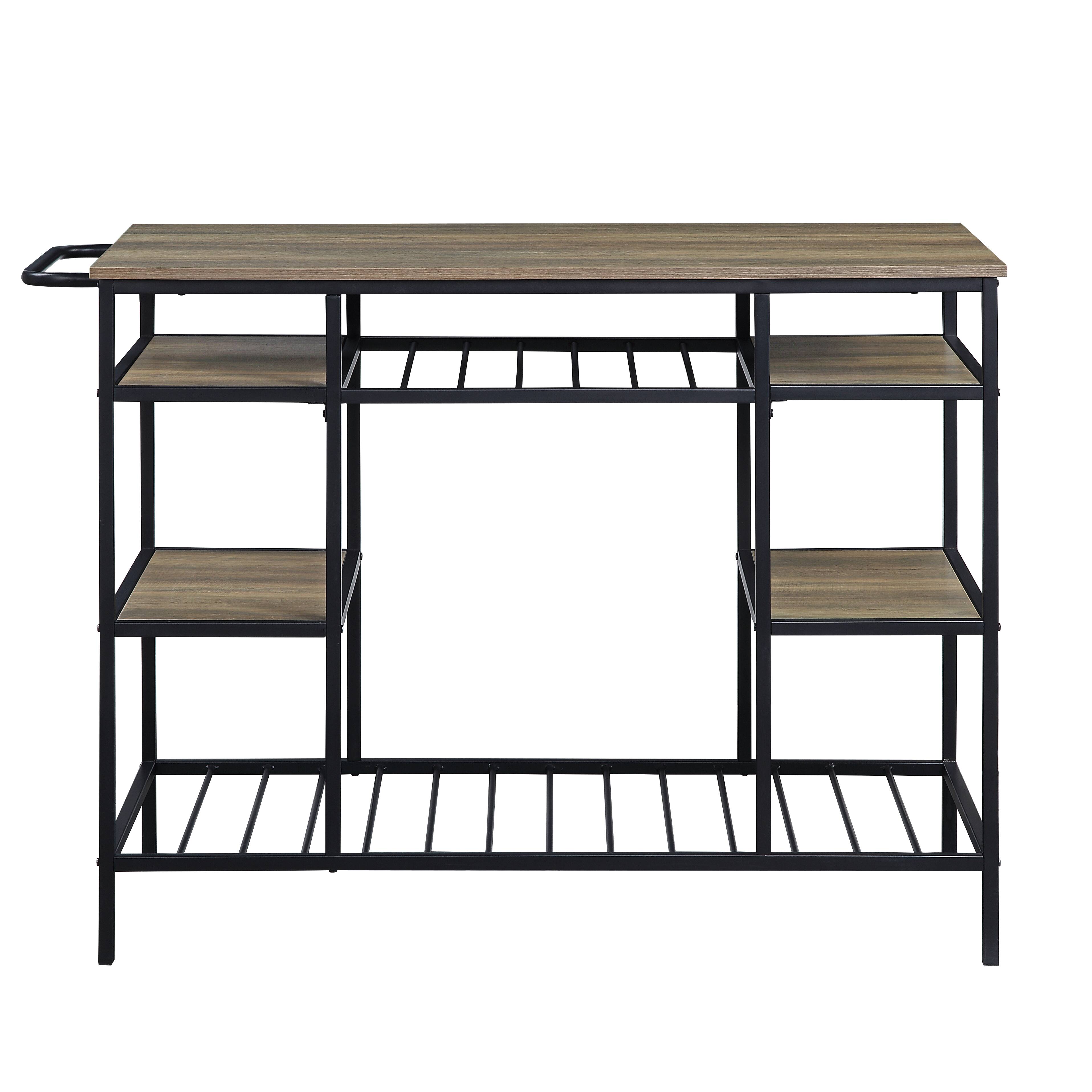 Oak & Black Kitchen Island