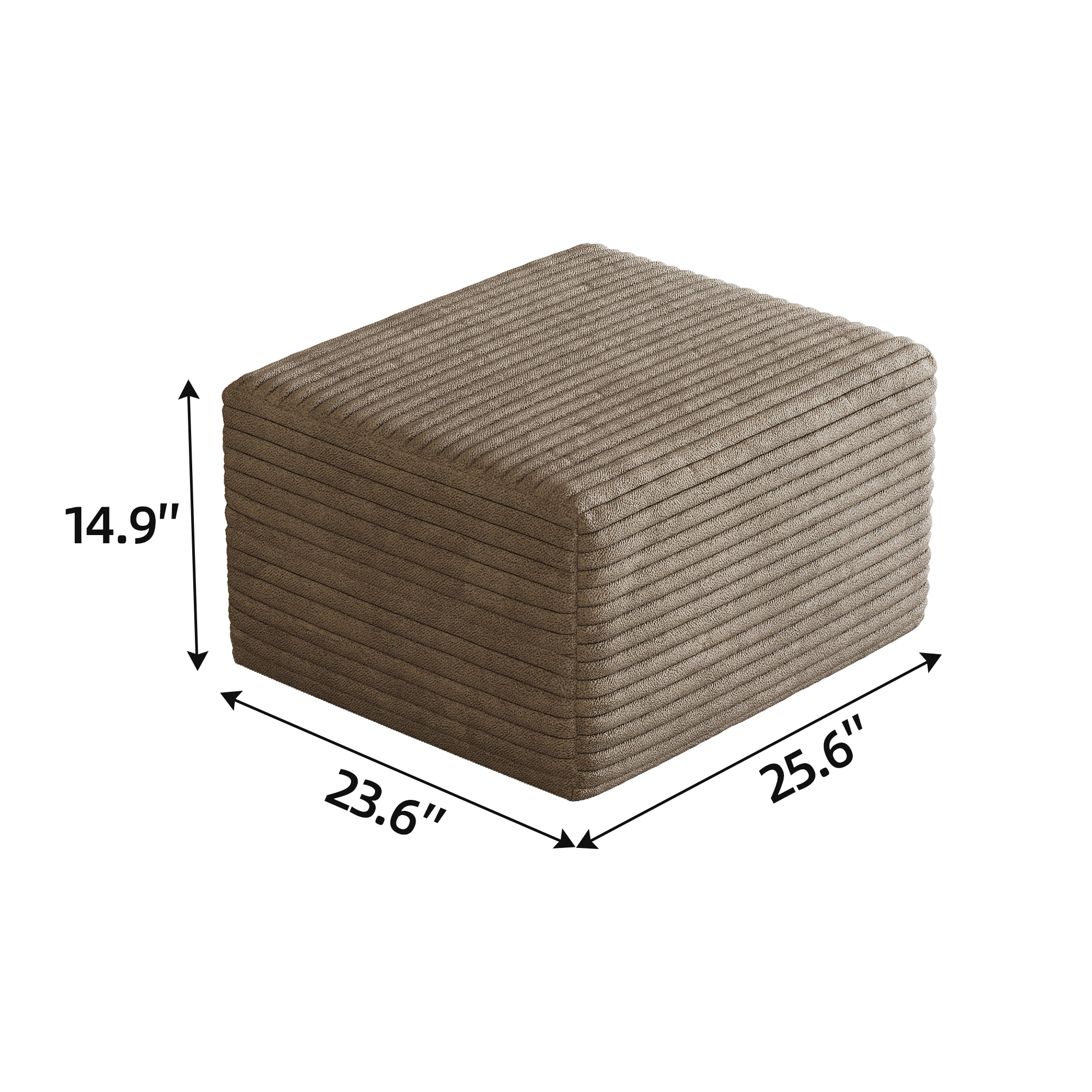 Sofa Ottoman ,No Assembly Required,Camel Plush Corduroy Fabric