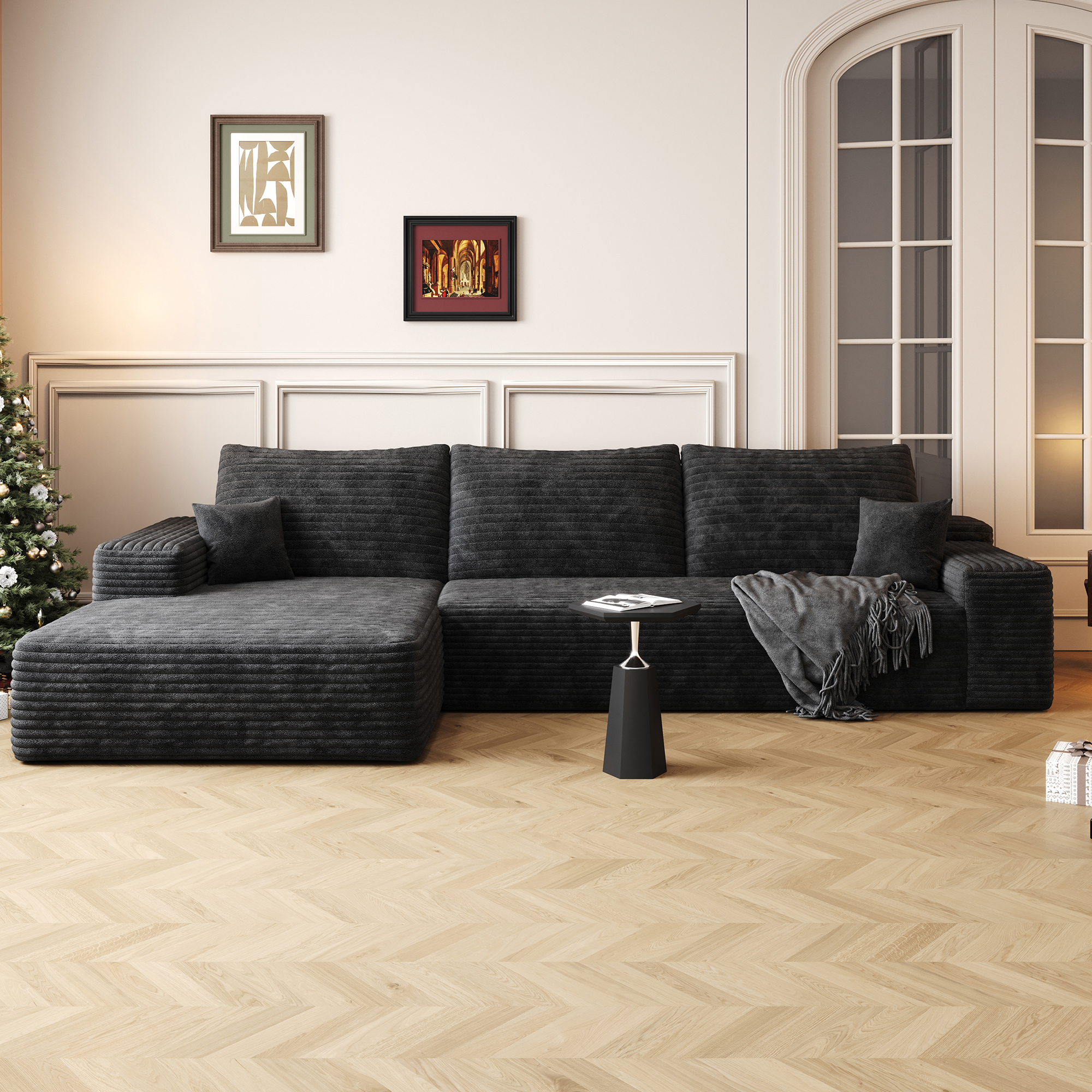107  Cloud Sectional Couch With L-Shape Chaise,Modern Modular Sofa With Deep Seat, Upholstered Couches For Living Room Bedroom,No Assembly Required  Plush Corduroy Fabric