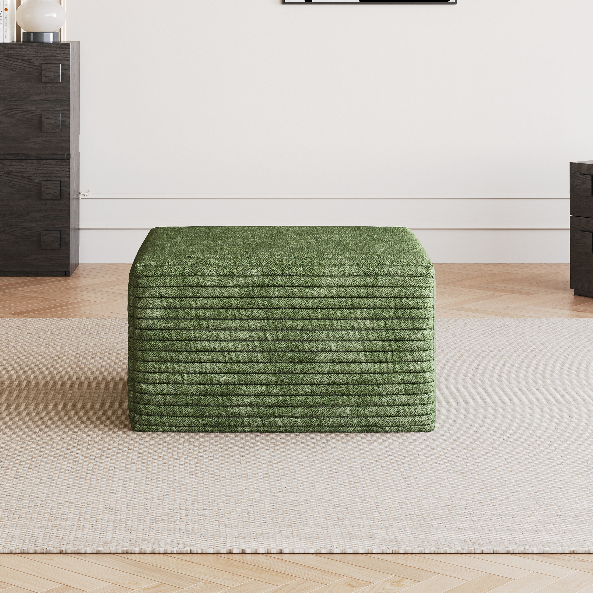 Green Corduroy Sofa Ottoman, picture 3 of 4