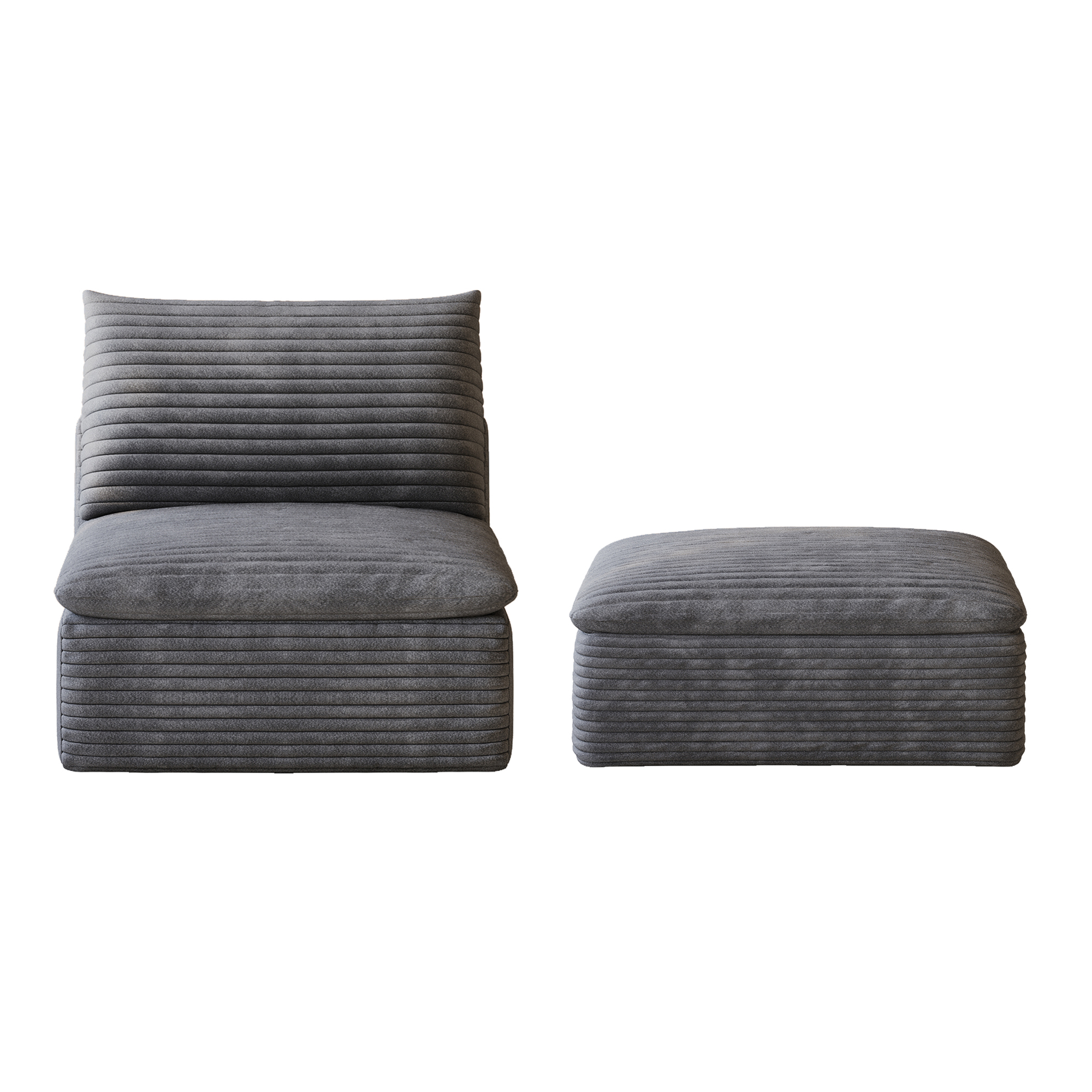 1 Middle Seat 1 Ottoman,Dark Grey