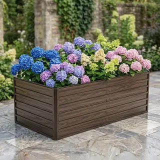 74.6in X35.4inx25in Raised Garden Bed Kit, Metal Elevated Planter Box, Open Drainage Base, 4 Reinforcing Rods, Rustproof Steel With Safety Edging -Easy Assembly For Vegetables, Flo