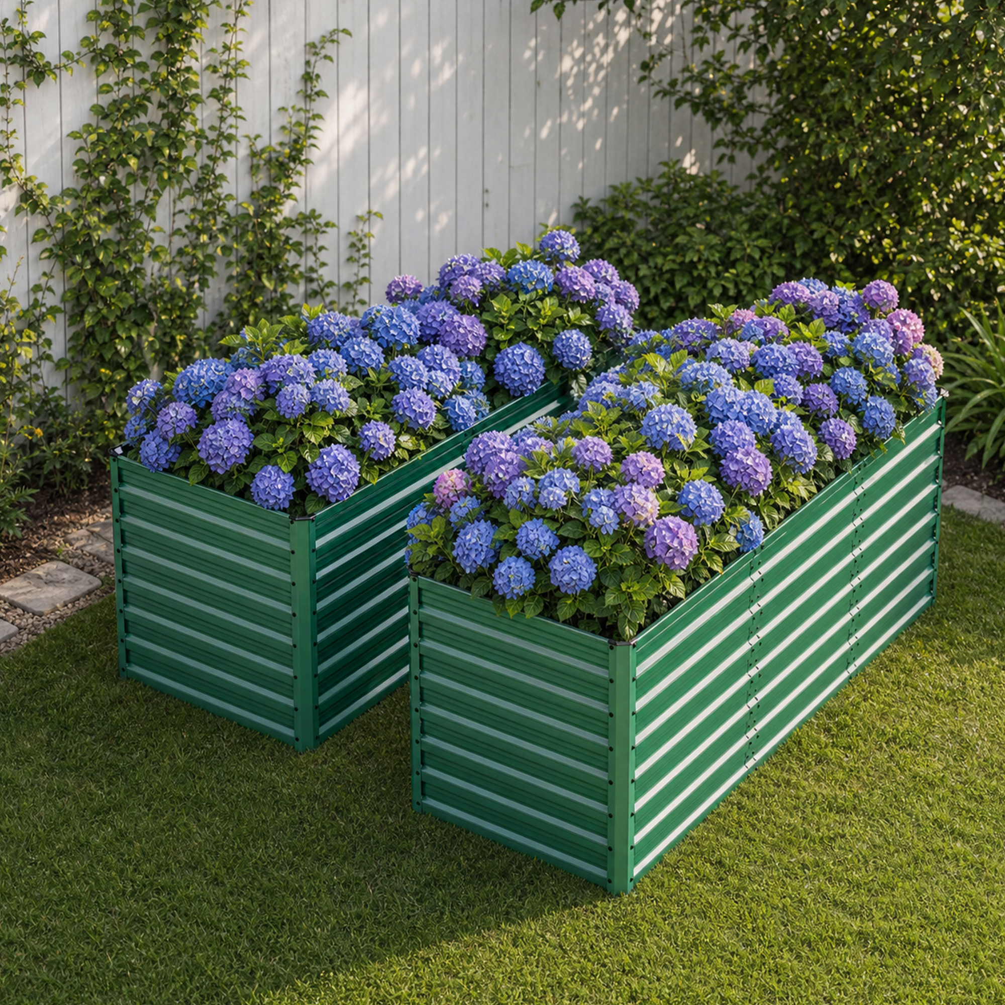 2-Pack 93.7 X31.5 X32.3  Raised Garden Bed, 32  Ergonomic No-Bend Metal Planter Box, Open Base For Drainage & Aeration, 8 Reinforcing Rods, Rustproof Steel -Easy Hand-Tightening Assembly