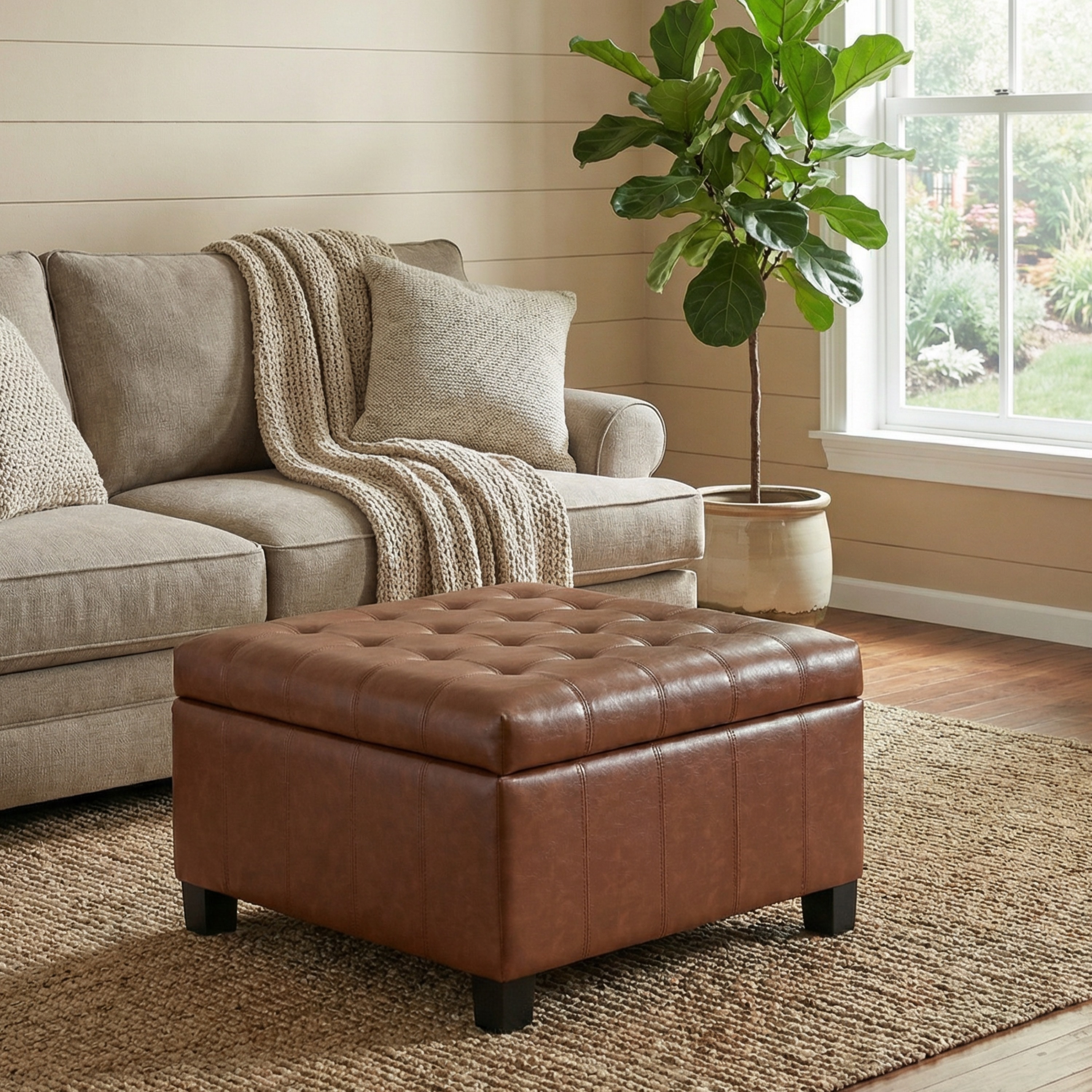 PU Storage Ottoman, picture 3 of 5