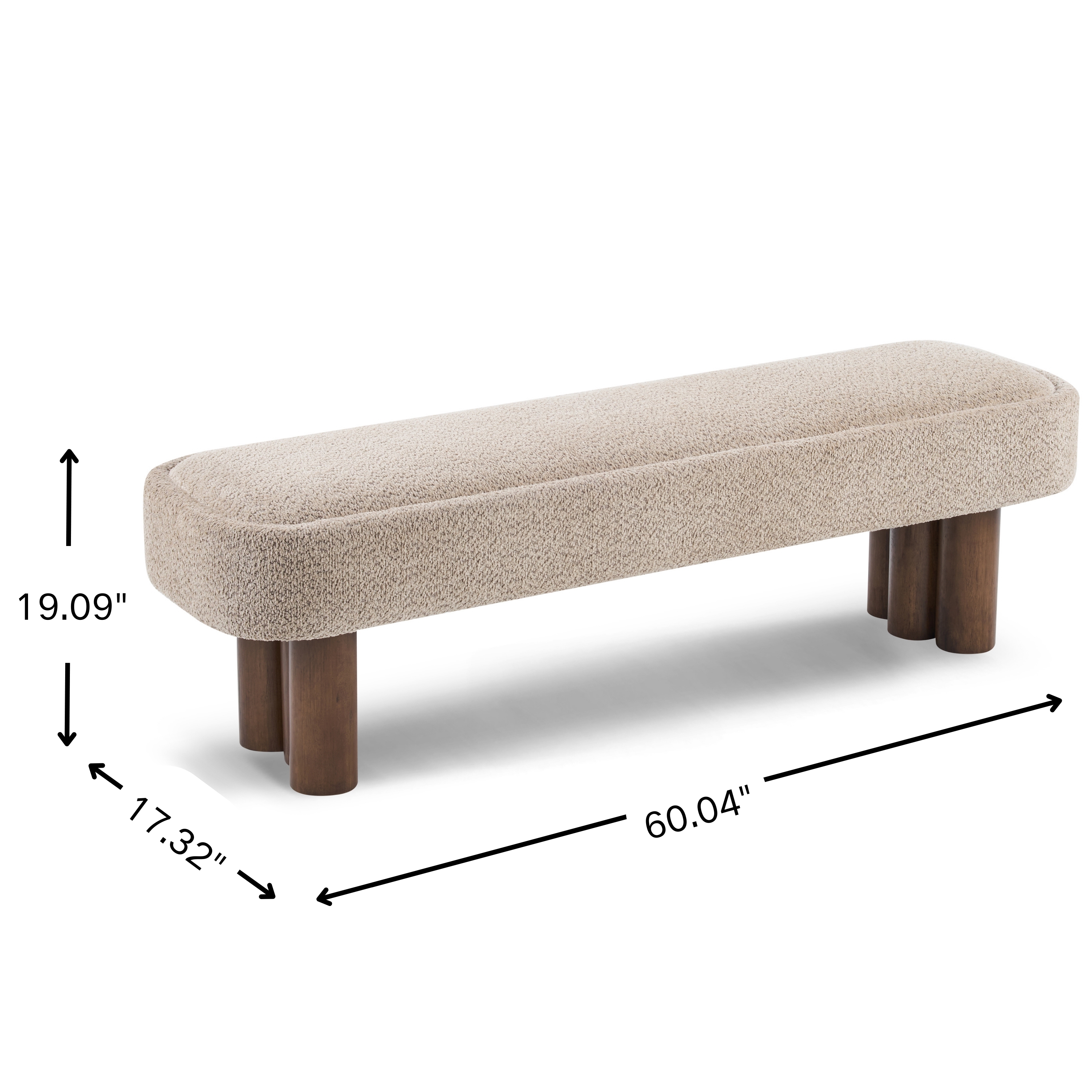 Khaki Boucle Dining Bench, picture 4 of 4