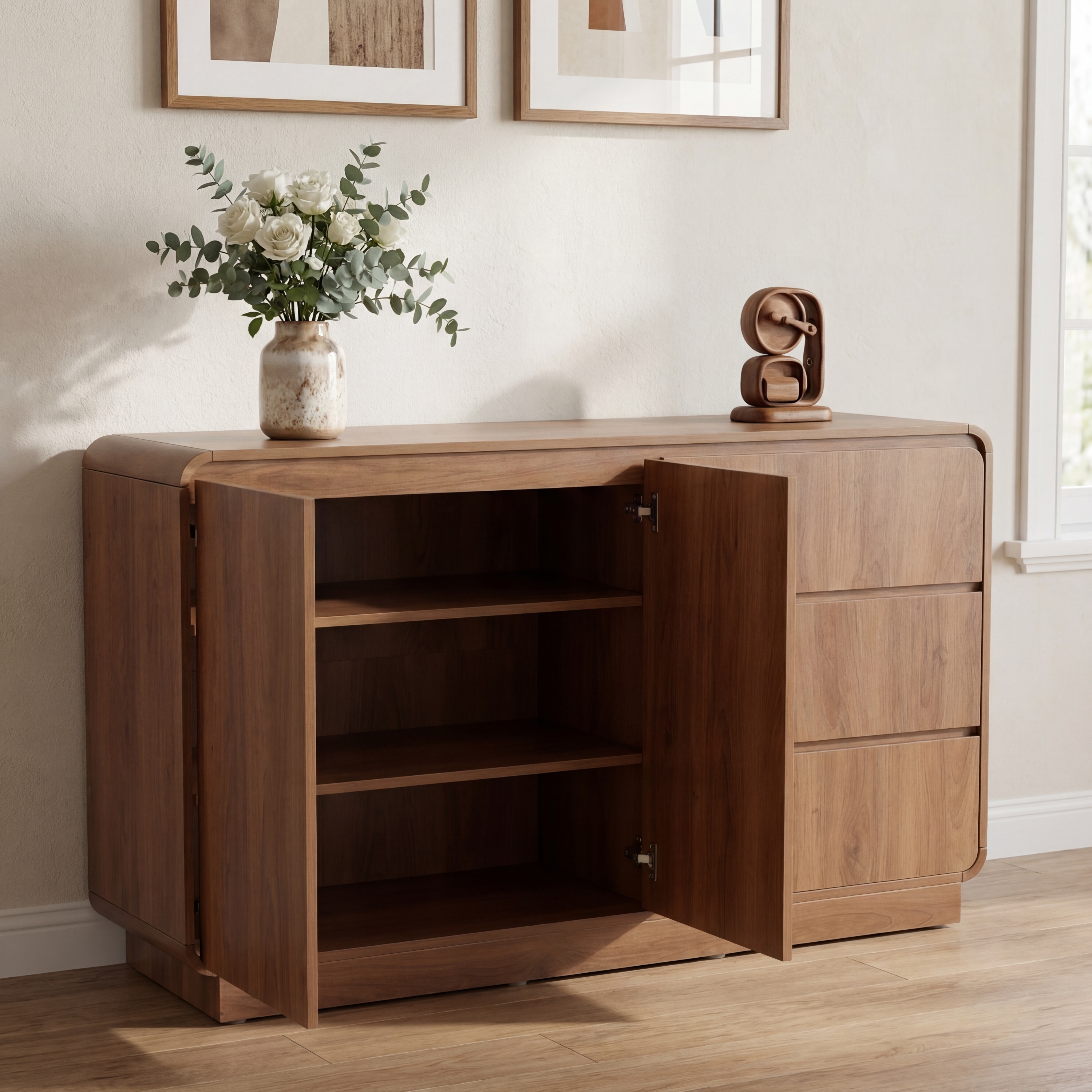 Walnut Sideboard Storage Cabinet, picture 1 of 4