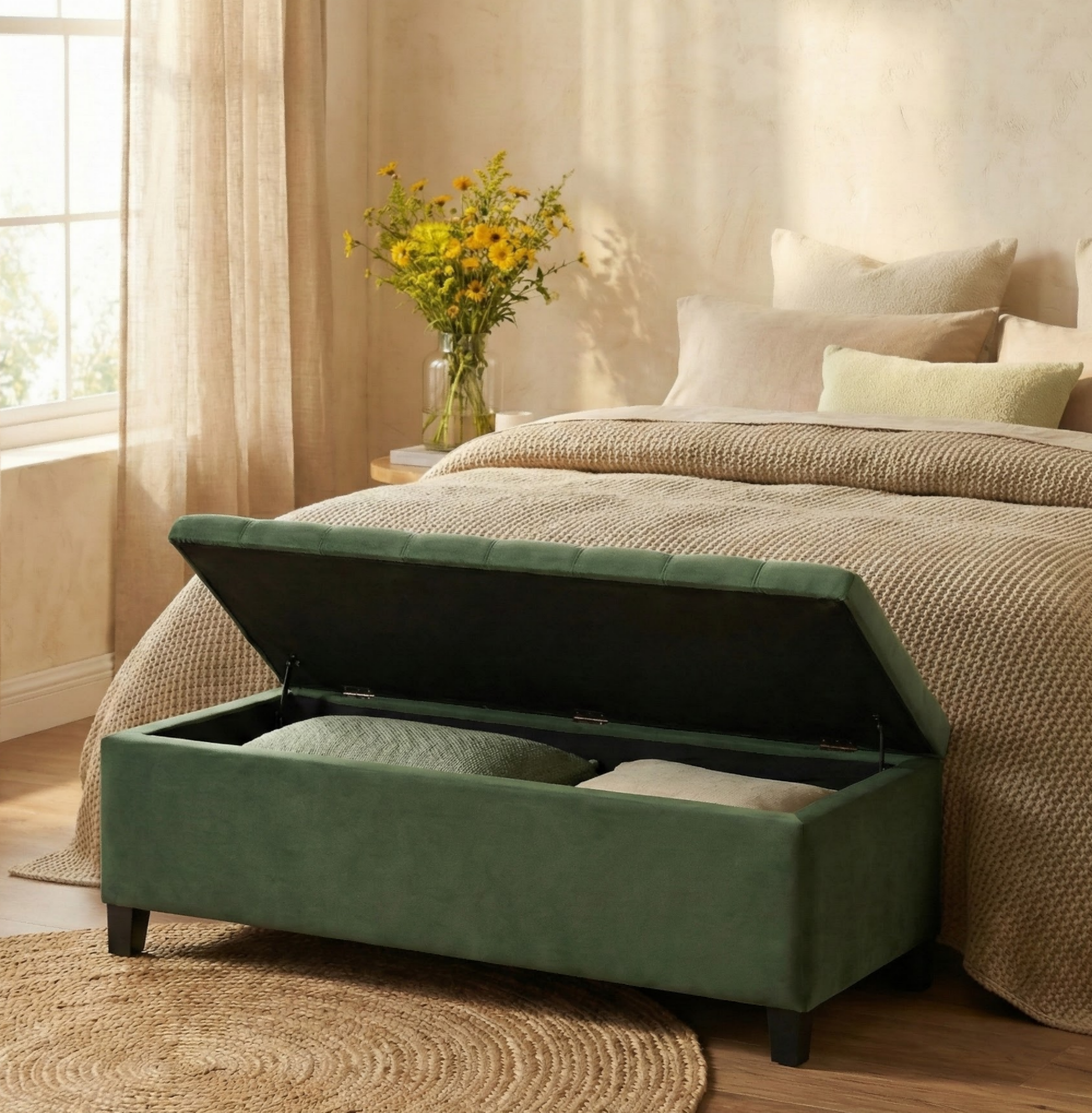 Upholstered Storage Ottoman Bench, picture 3 of 4