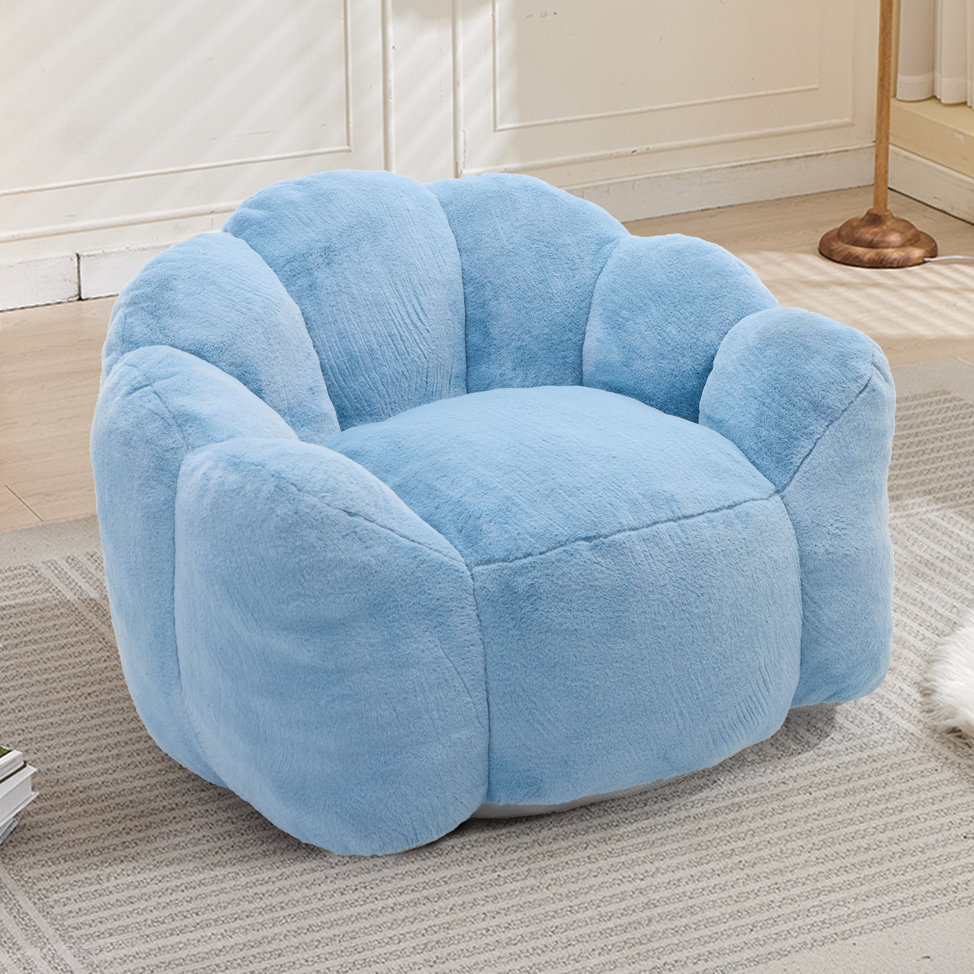 Lotus Type Compression Sofa Adult Bean Bag Sofa With Pull Ring Can Be Easily Moved Without Installation Suitable For Various Environments Such As Living Room, Bedroom, Etc. Relax And Enjoy Life,blue