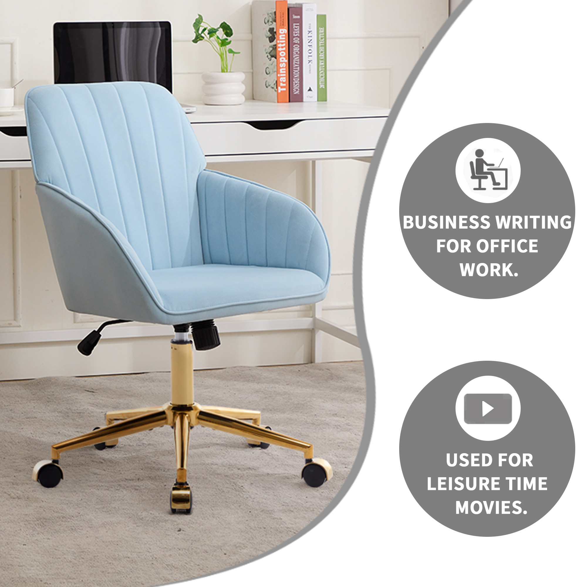 Velvet Adjustable Office Chair, picture 3 of 4