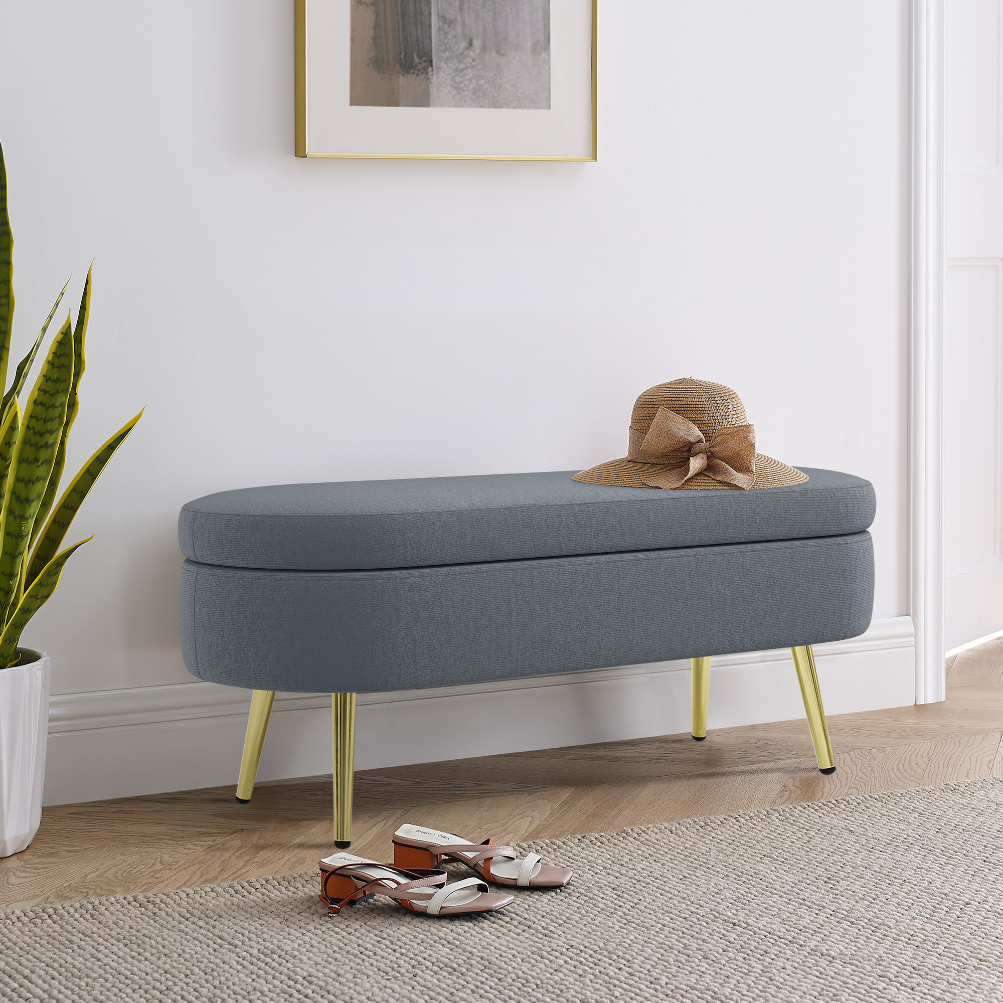 Oval Storage Ottoman Bench, picture 4 of 4