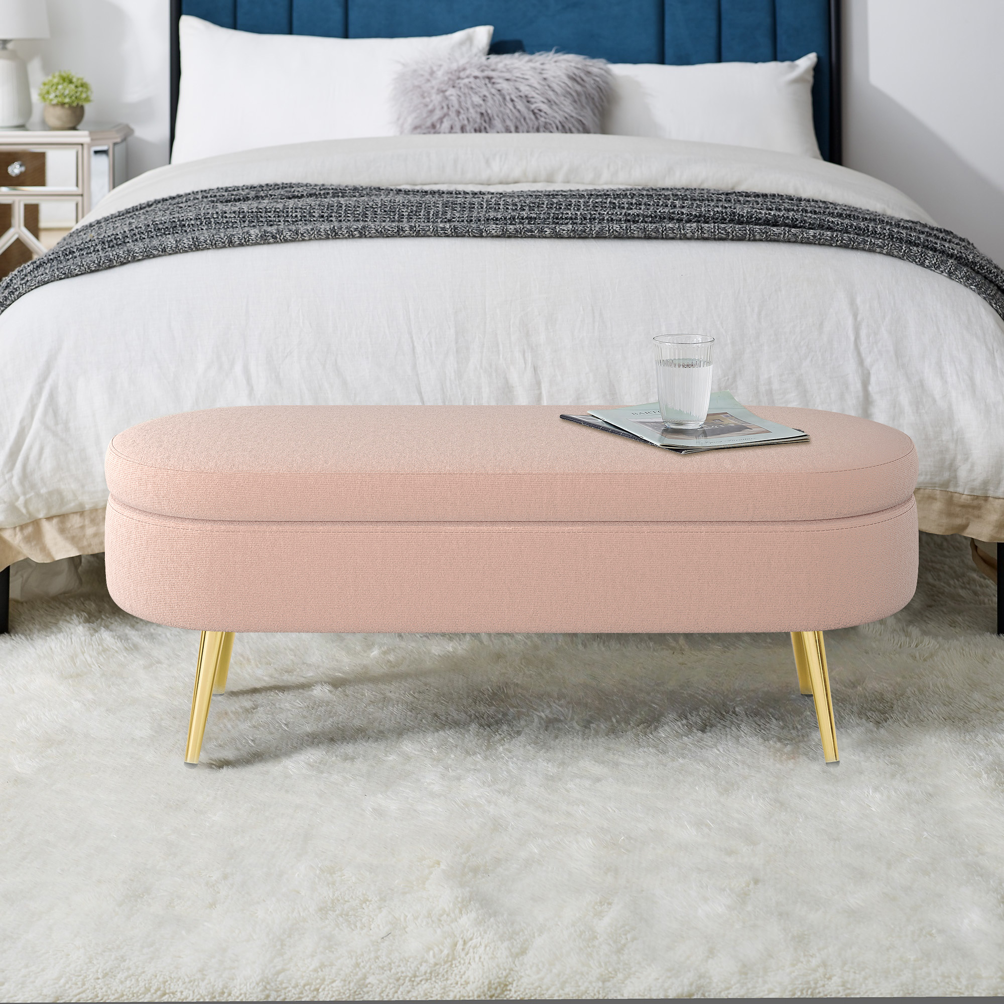 Oval Storage Ottoman Bench, picture 2 of 5