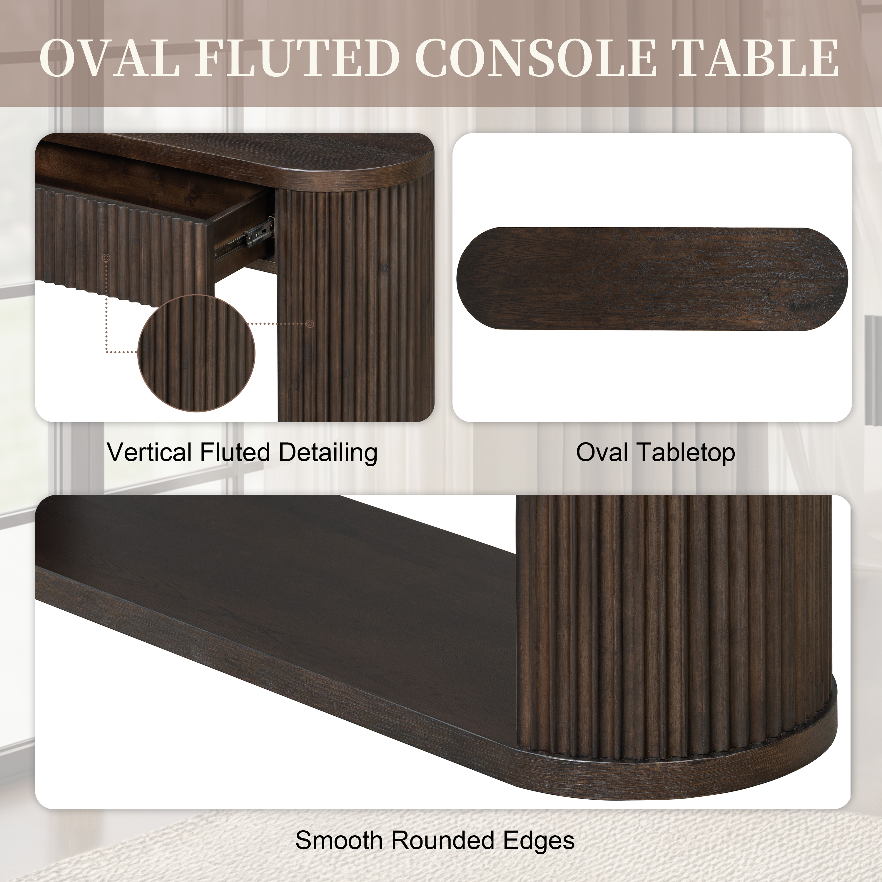 Oval Fluted Console Table, picture 3 of 4