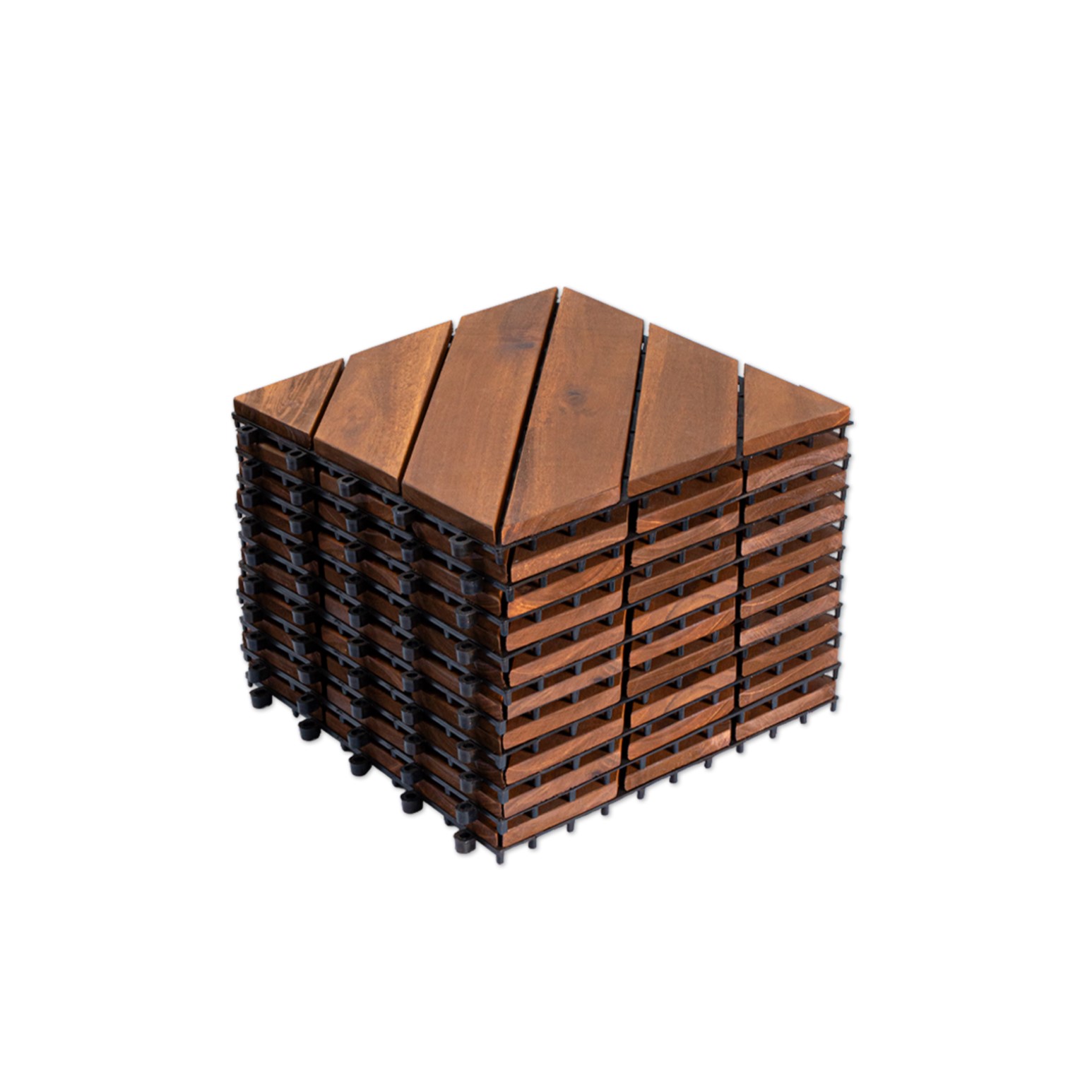 10 PCS Interlocking Deck Tiles Diagonal Pattern, 12  X 12  Acacia Wood Tiles For Patio, Waterproof, All-Weather, Outdoor Decking For Garden, Pool, Bal